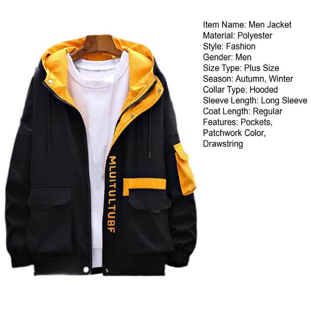 VSSSJ Men's Casual Cargo Jackets Big and Tall Solid Color Long Sleeve Zip  Up Hooded Jacket with Pocket Fashion Outdoor Lightweight Hiking Outwear  Black XXL 