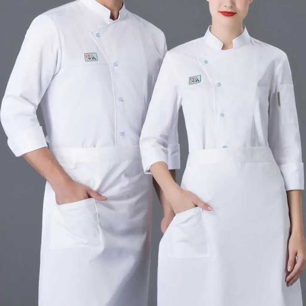 Unisex Chef Jacket Coat Long Sleeved Shirts Waiter Waitress Hotels Uniforms