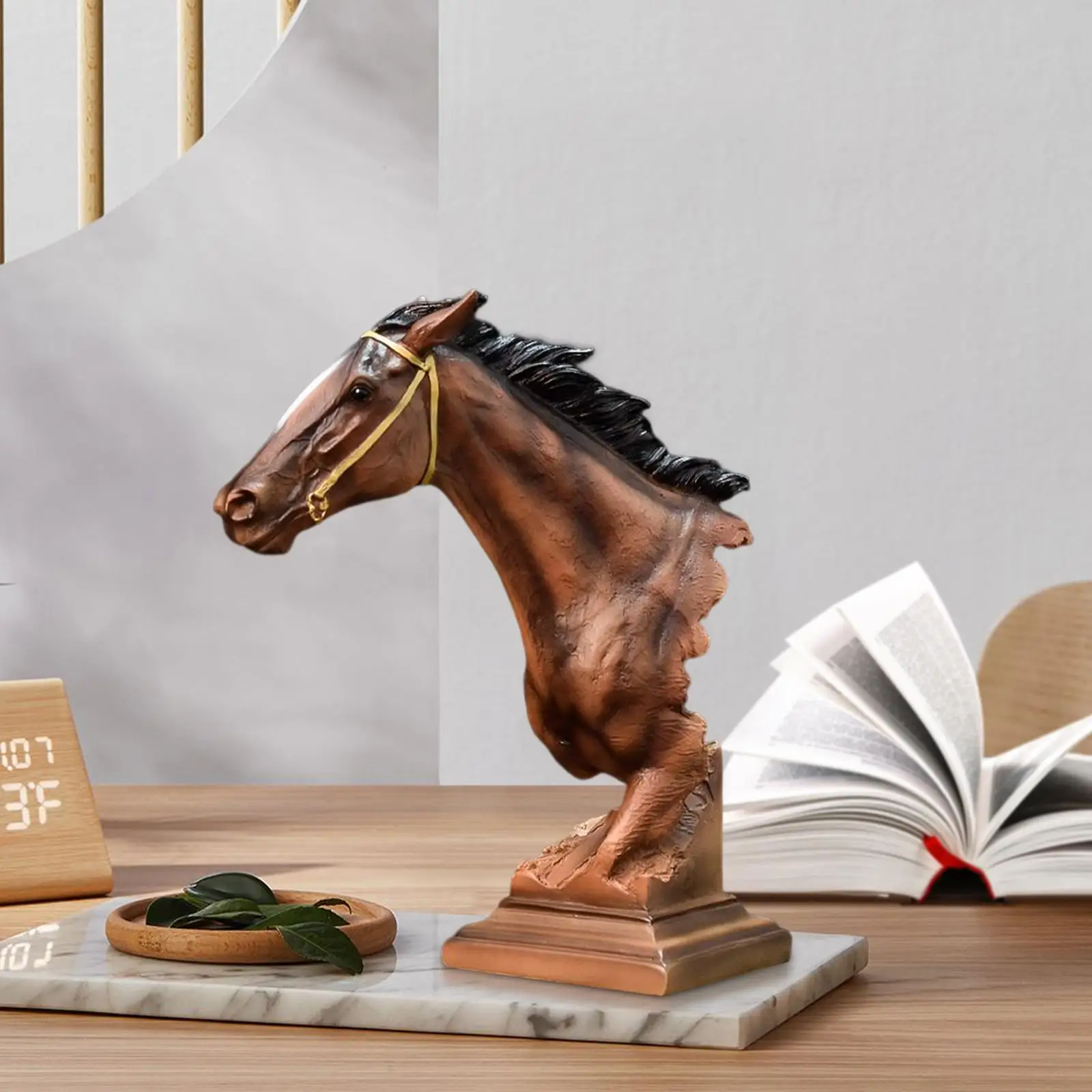 Horse Head Statue Animal Figurines for Dining Room Bookcases Tabletop Bedside Table