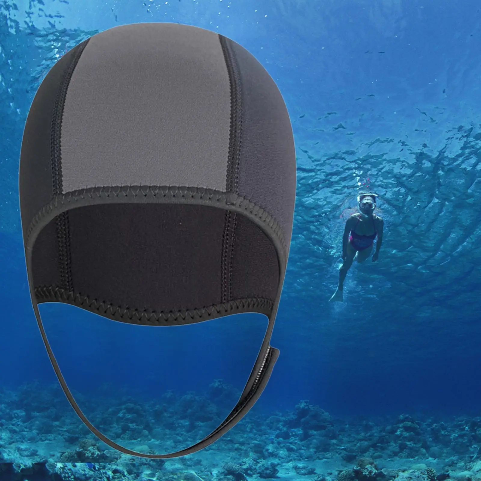 Flexible 2.5mm Neoprene Scuba Diving Hood Swimming Hat Beanie Ear Protective Winter Warm Adjustable Wetsuit Hood for Kayaking