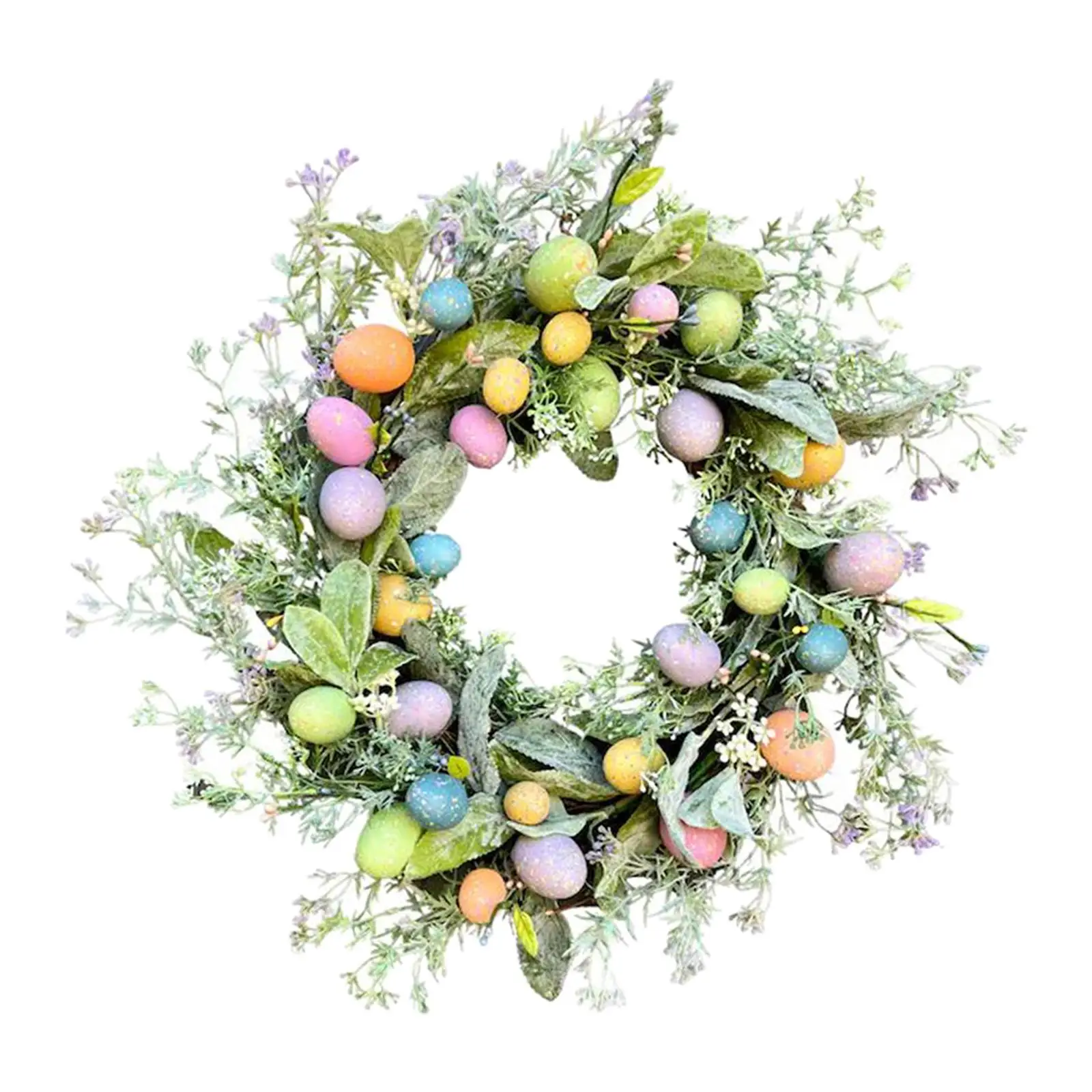 Eucalyptus Wreath Bunny Easter Colorful Egg Garland for Party Window