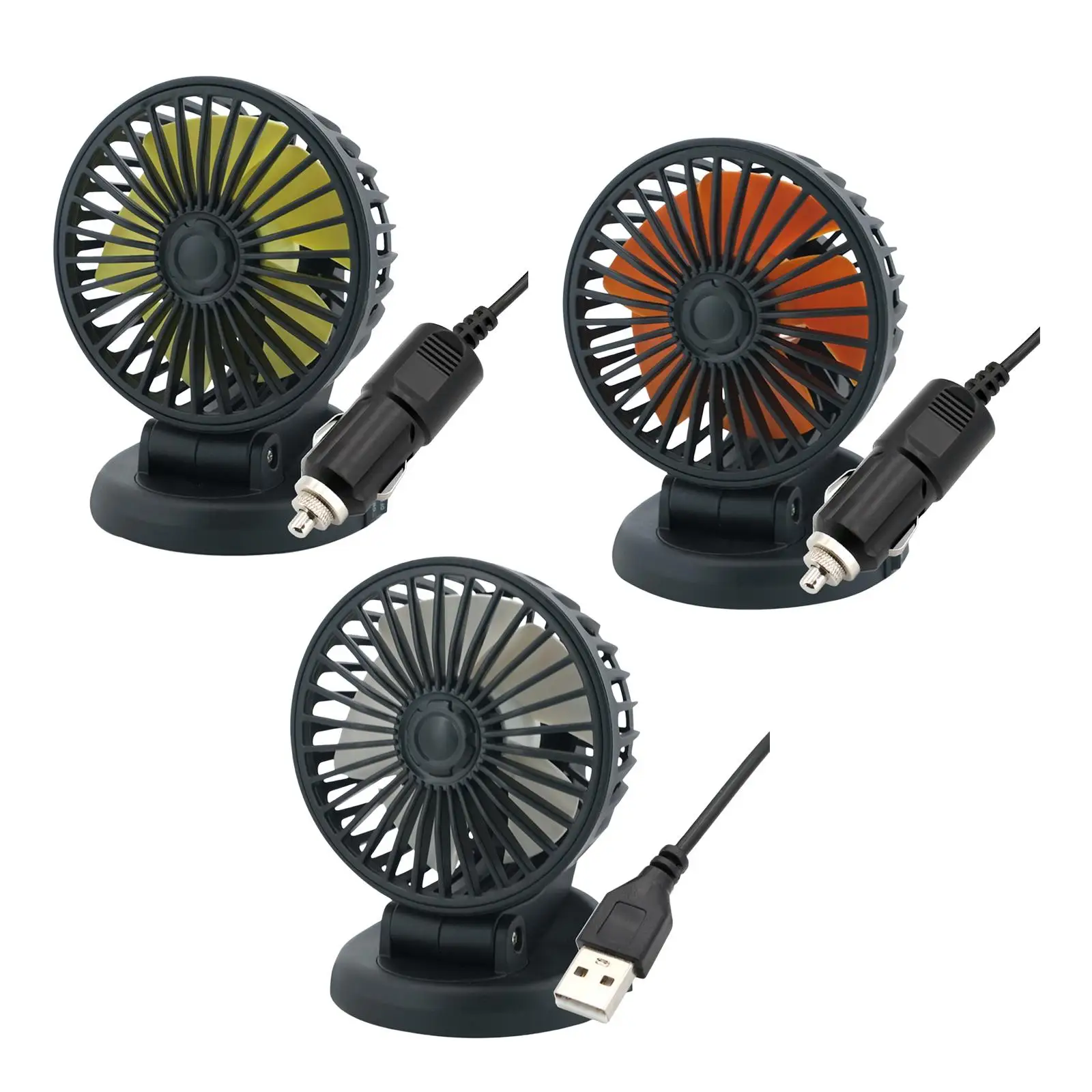 Rotatable Portable Fan for Car 2 Speeds Adjustable Air Circulation Fan Car Cooling Fan for Boat RV Vehicle SUV Truck