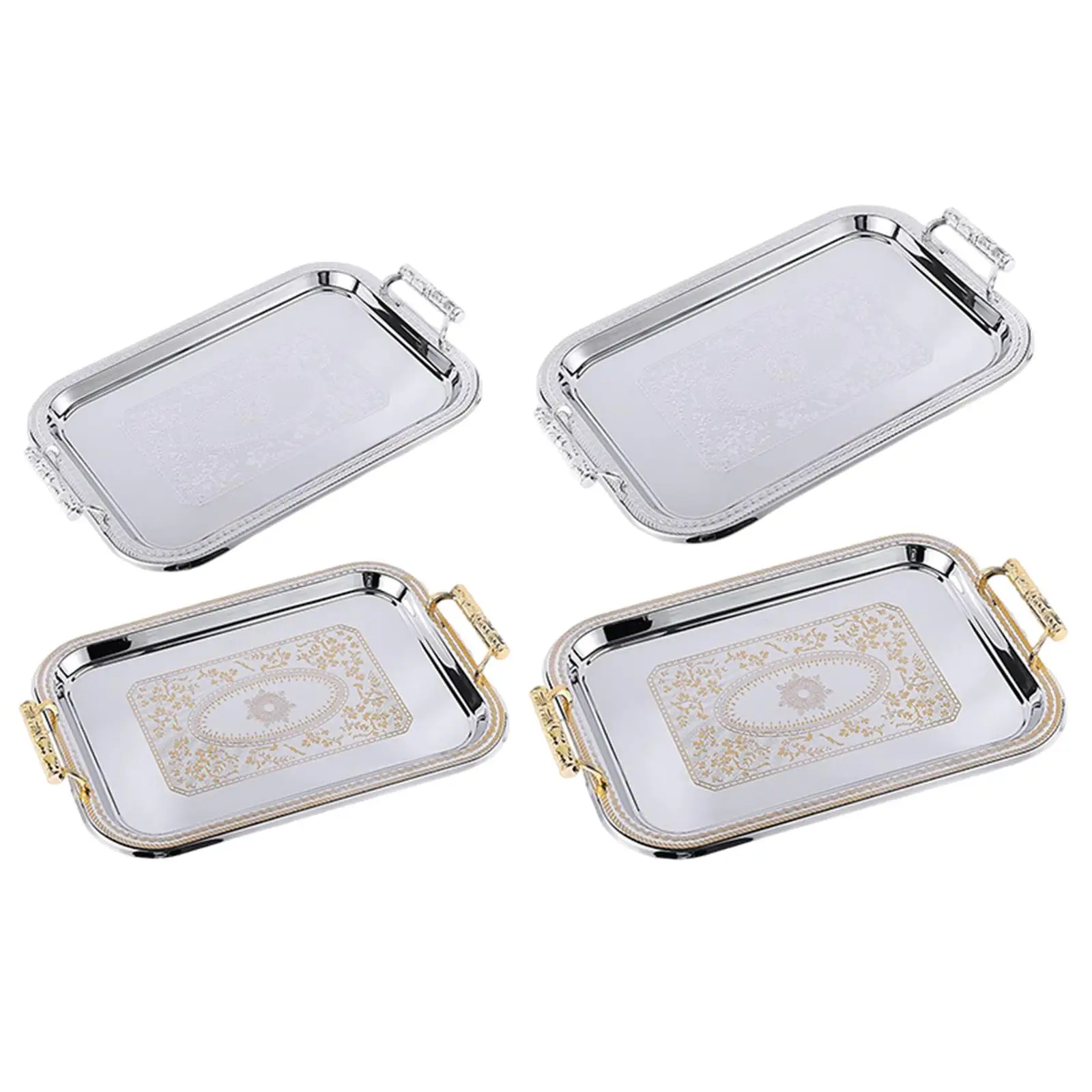 Modern Elegant Rectangle Serving Tray with Handles Decorative Tray for Living Room Restaurant Table Eating Storing Home