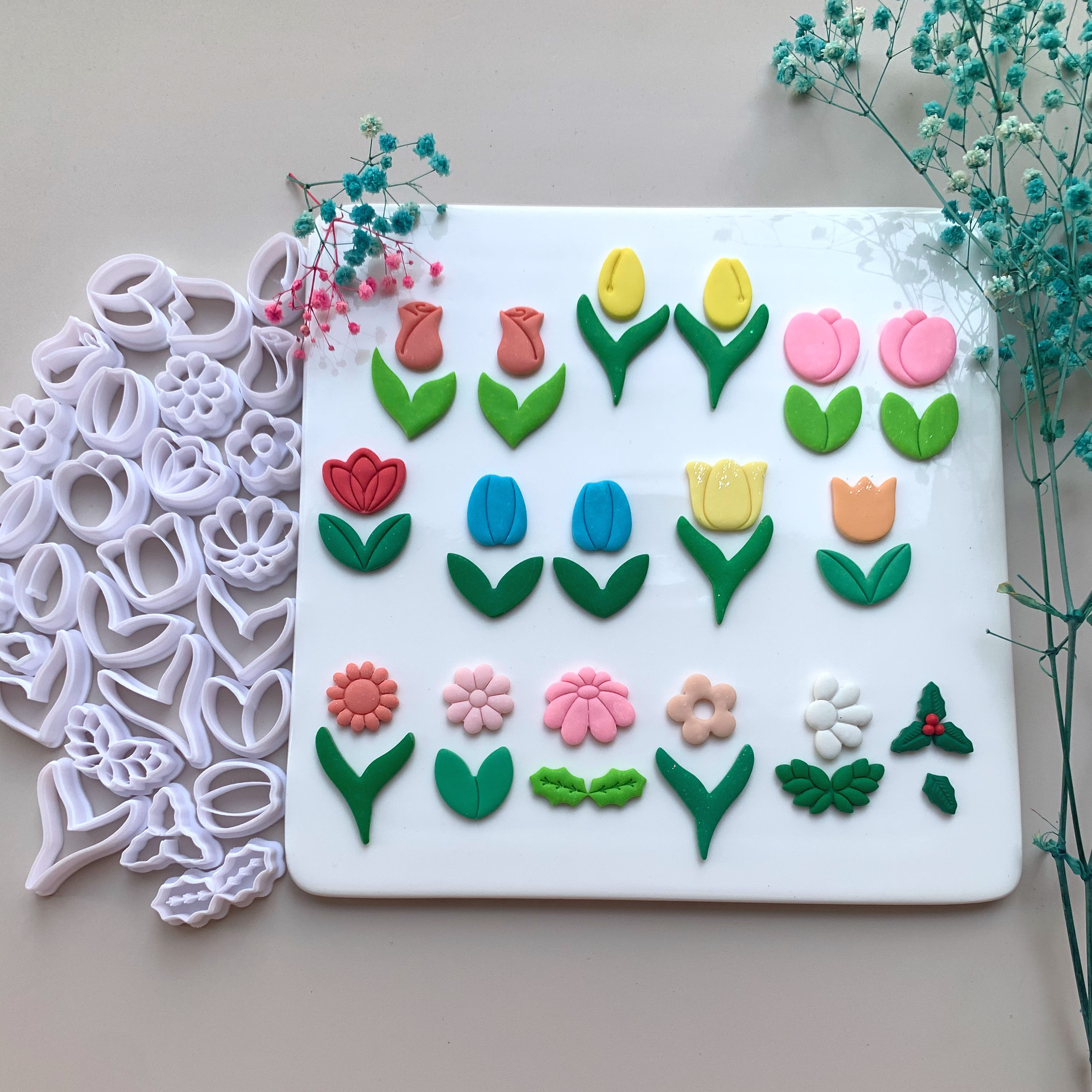 Description Picture 4 of itemFlower Leaf Plant Series Rose/Tulip/Sunflower Shape Polymer Clay Cutter Cutting Molds For DIY Earrings Jewelry Decoration Making