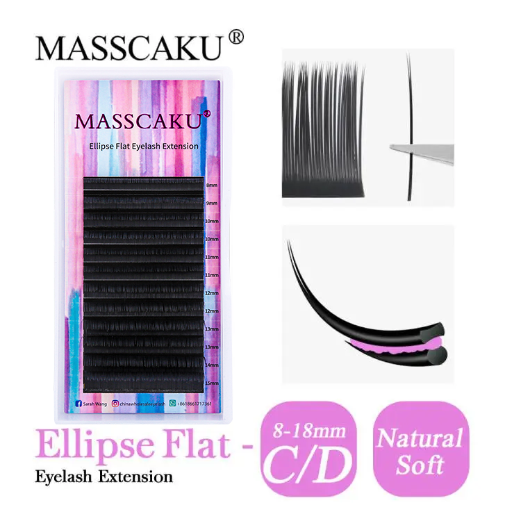 Best of MASSCAKU Super Soft Ellipse Shape Lashes 0.15 0.20 Thickness Natural Faux Mink Eyelashes Extension Custom Logo Matte Flat Lashes Reviews & Tips