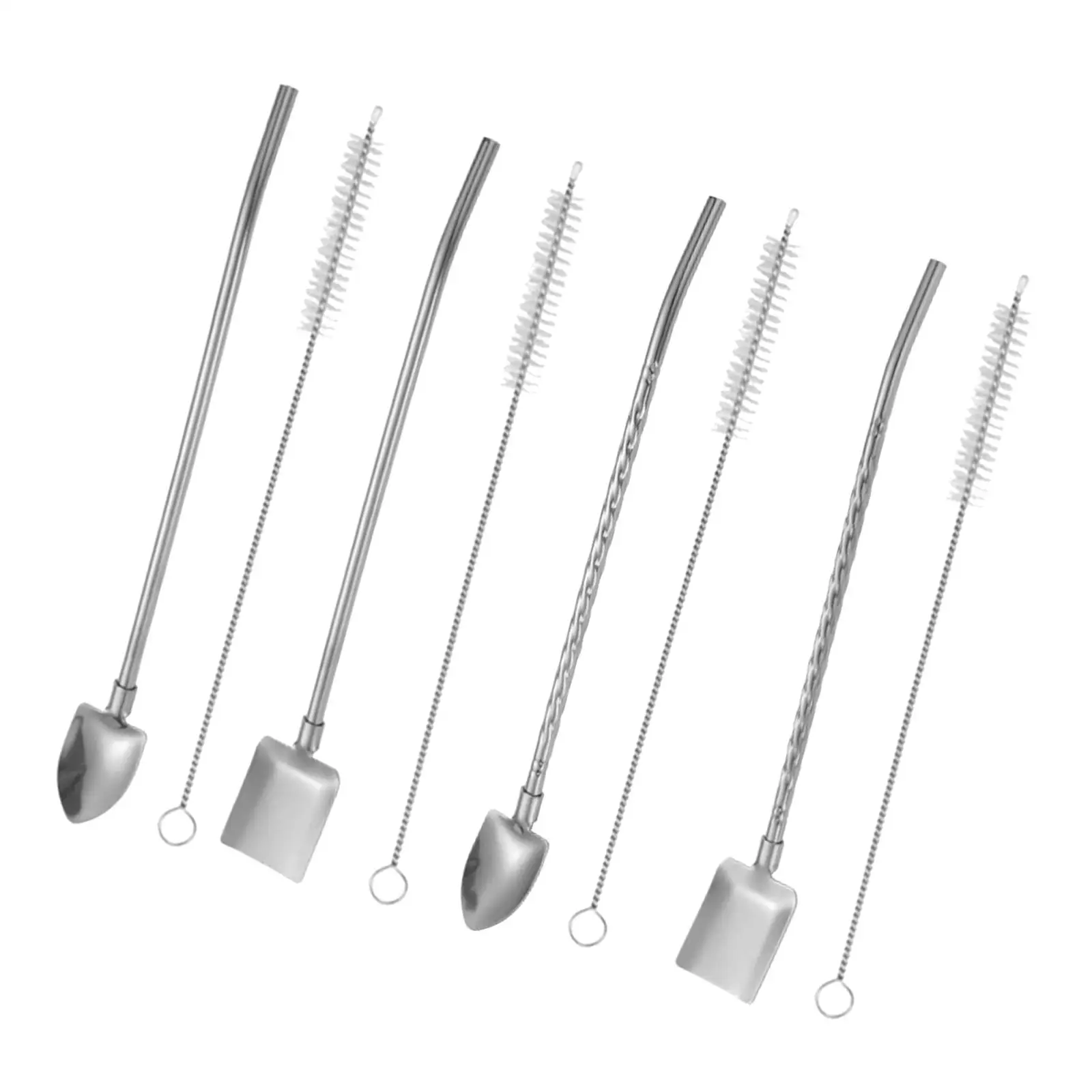 Stainless Steel Spoon Drinking Stirring Spoons Straw for Tea Juice Coffee Ice Cream