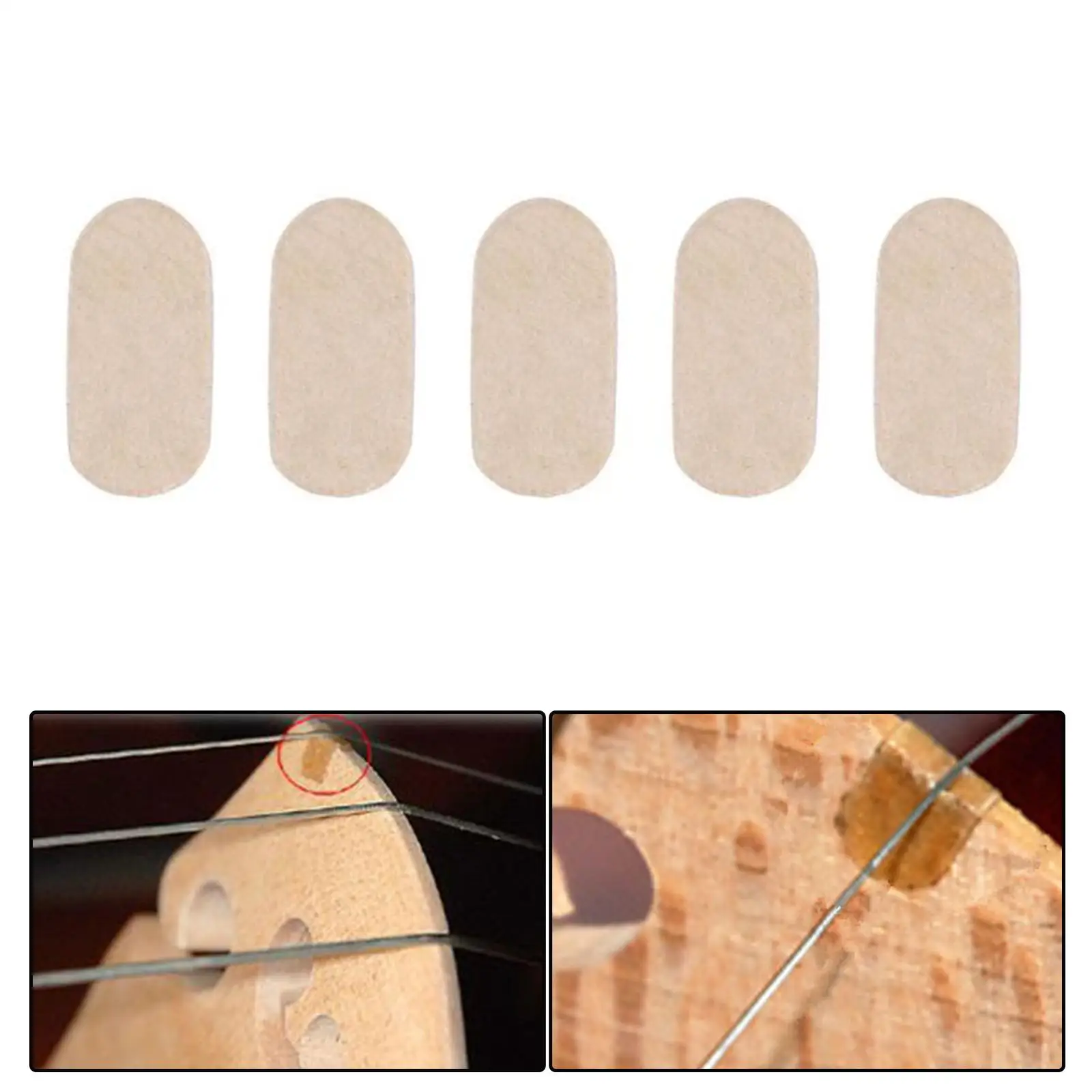 5 Pieces Bridge Parchment Pads Strings Accessories Musical Instruments String Protector for Violin Viola Cello