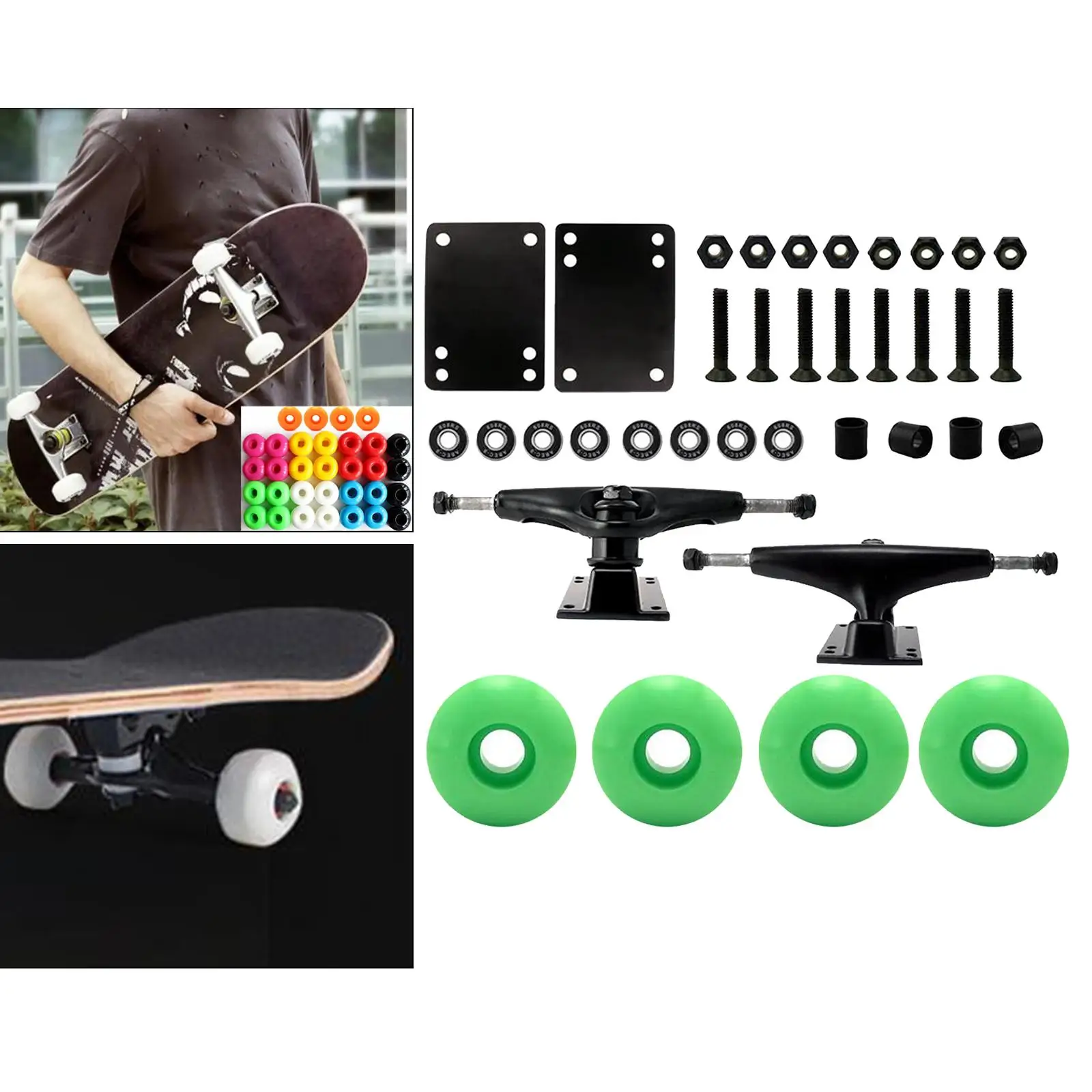 Skateboard Package 5 Inch Trucks with 52mm Wheels + Components, Bearings  with Nearly Every Skate Wheel