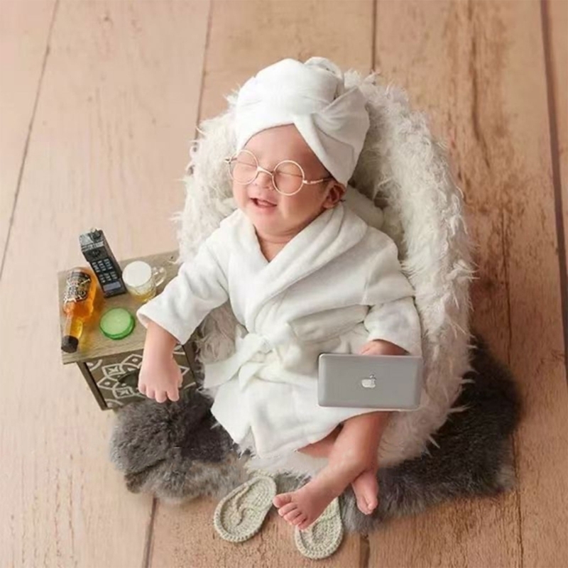 Neugeborenen Fotografie Requisiten Bademäntel Mädchen Foto Outfit Baby Posiert Kostüm Bad Robe Set A2UB – Detail 4