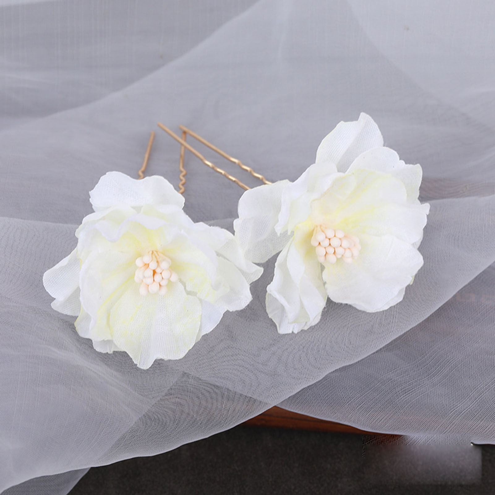 Seide Blume Hochzeit Braut Haarnadeln handgemachte Perle Perlen Blume Kopfschmuck für Frau Haars tyling machen Stifte – Detail 8