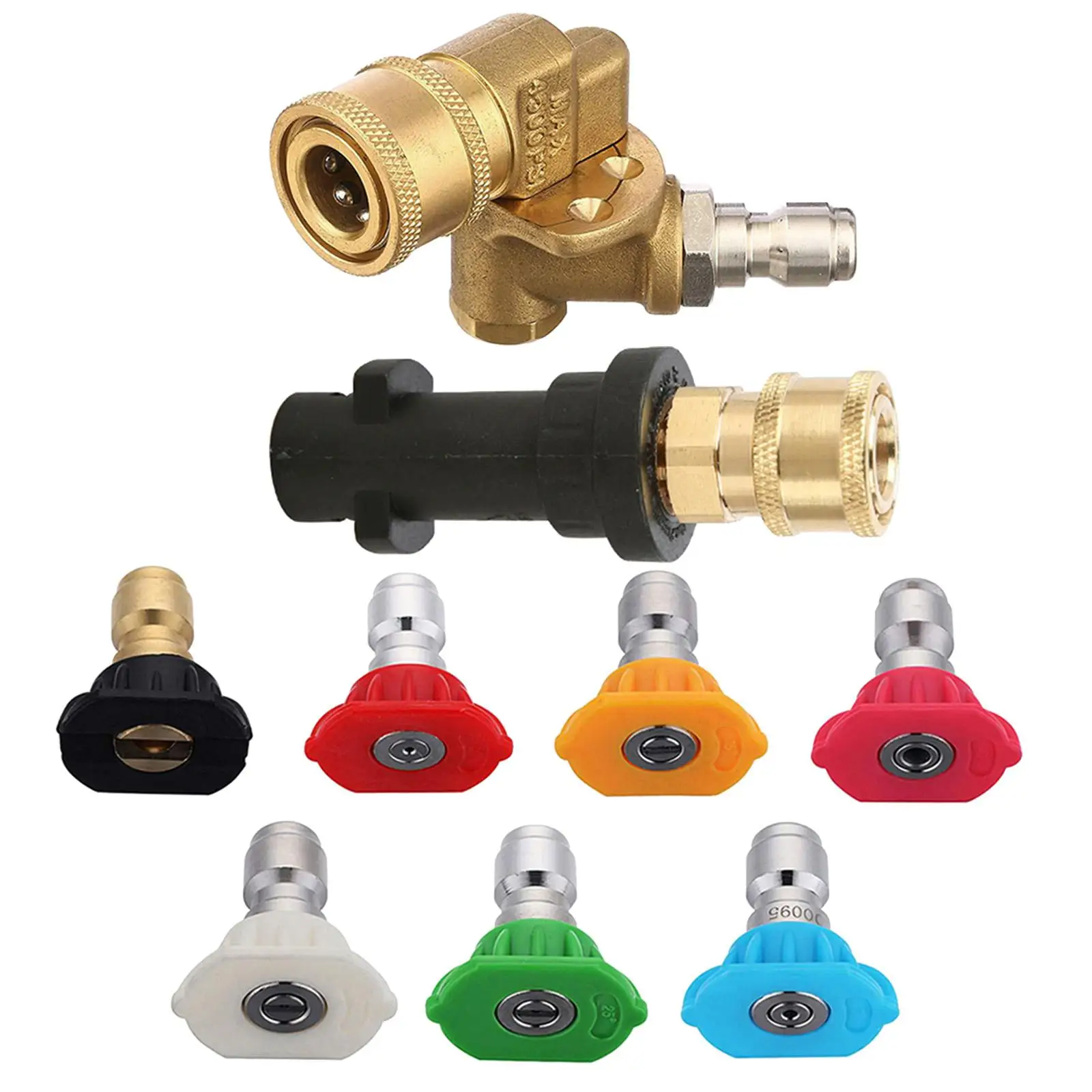 Professional Pressure Washing Adapter Kit Nozzle Tips Fittings 5 Angles Pivoting Coupler for K2 K7 K5