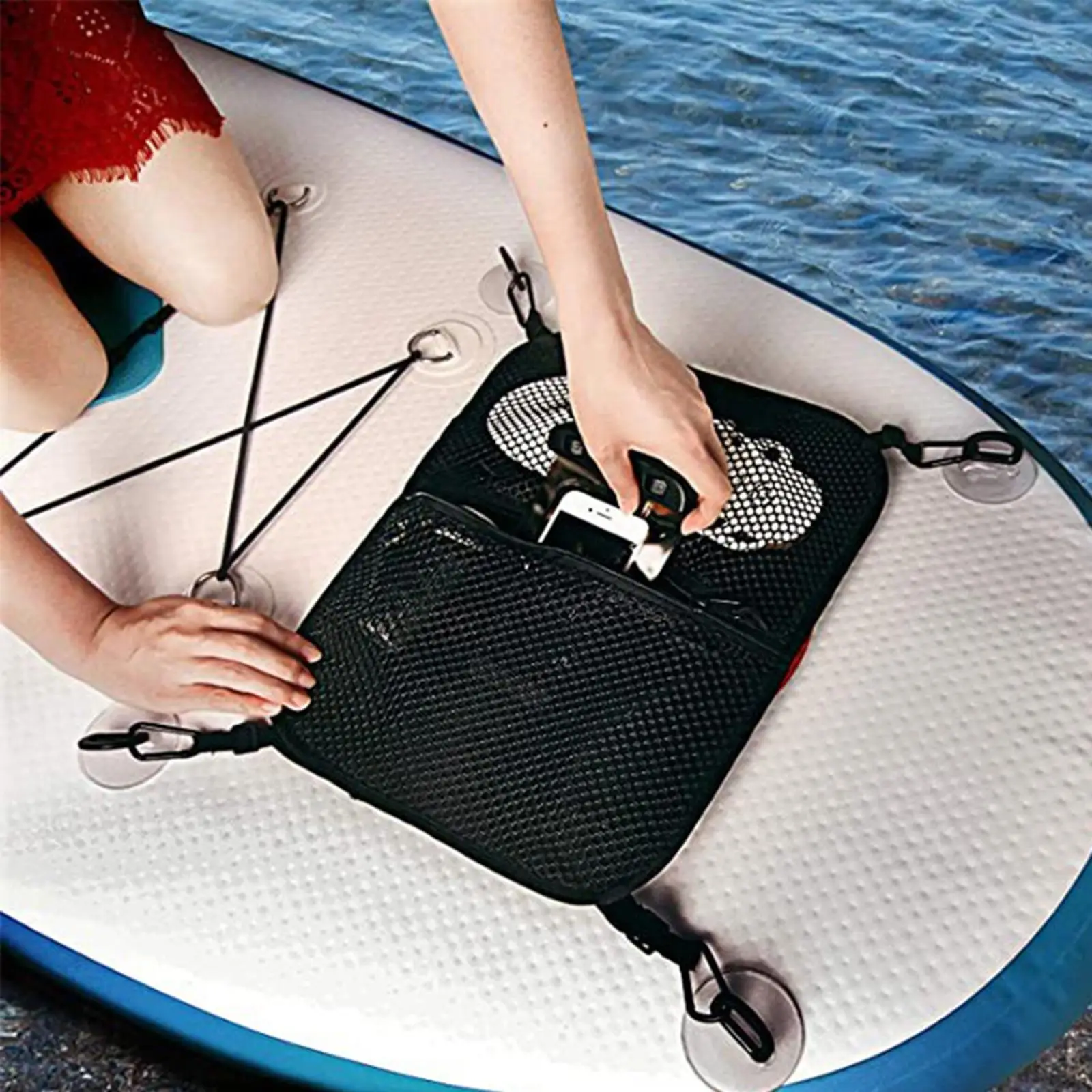 Paddleboard Deck Bag Kayak Pouch Rafting Deck Dry Bag Surfboard Mesh Storage Bag
