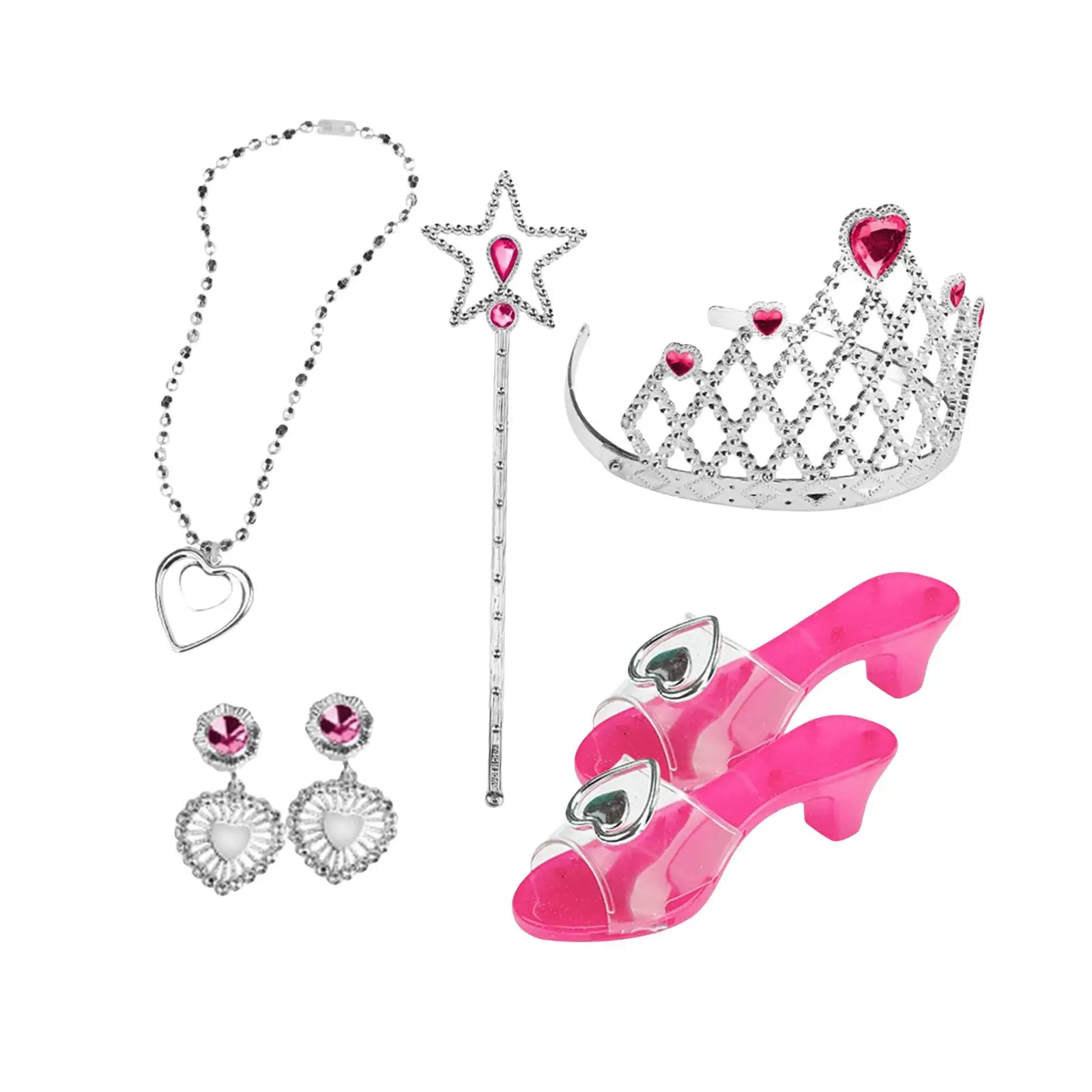 7x Little Girls Jewelry necklace crowns Shoes Girls Role Play Set pole