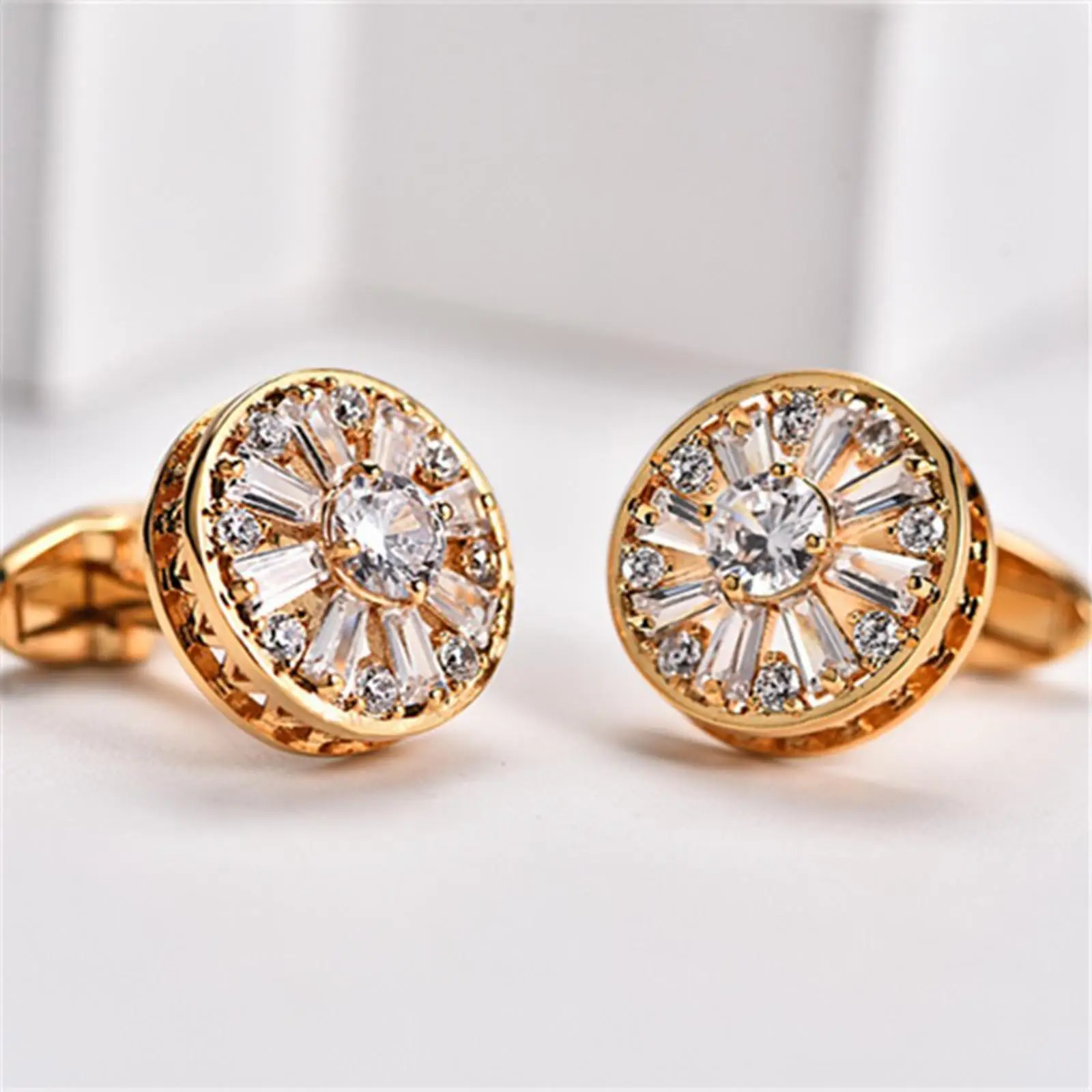 Men Cufflinks for Wedding Christmas Business Gold  Crystal Fancy Crystal 
