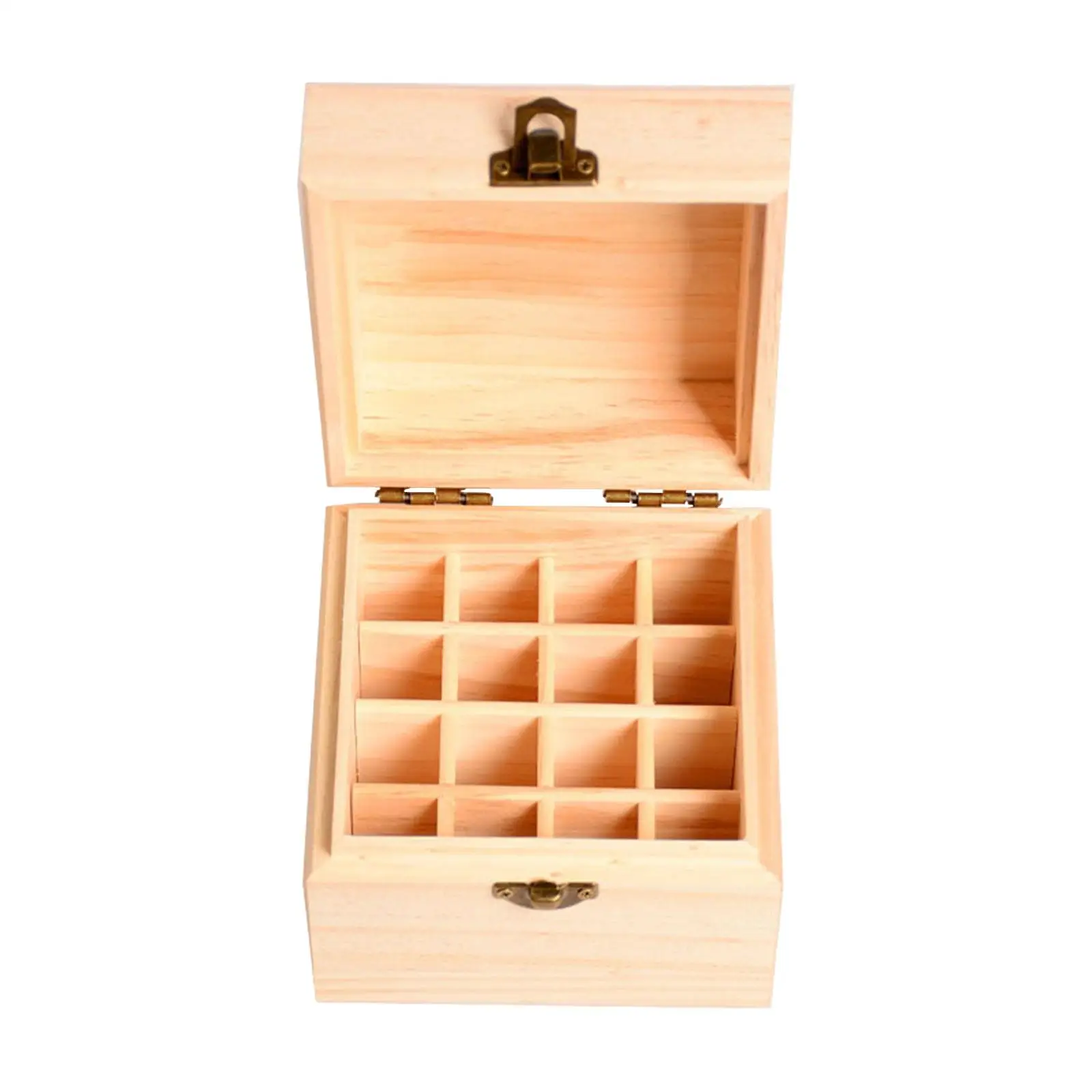 Oils Storage Case Wooden  Oil Box with Lid 16 Compartments Perfume Container Organizer for Presentation Display Travel