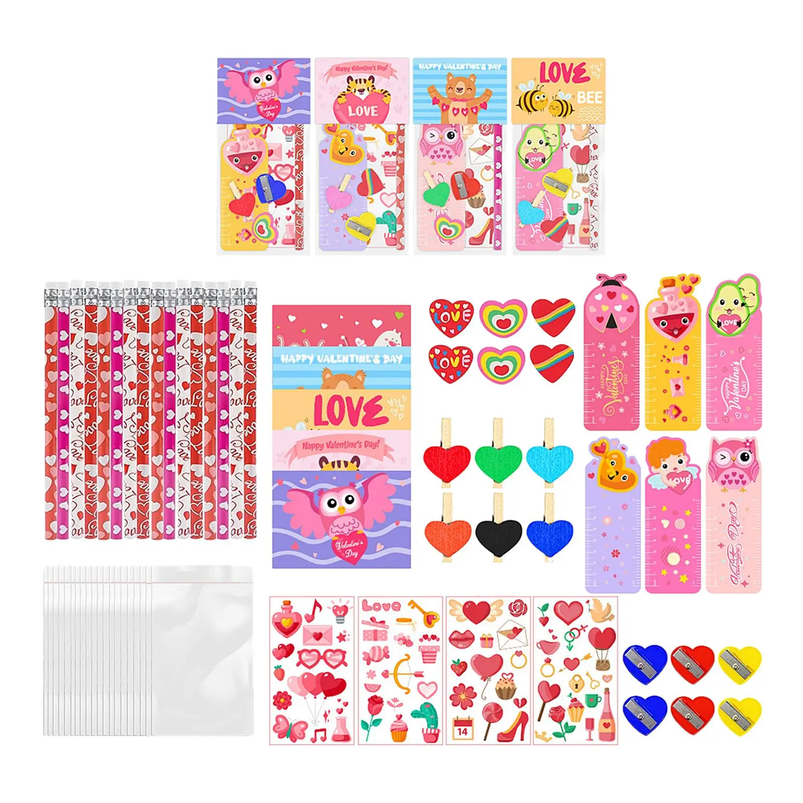 Assorted Valentines Stationery Set Valentine`s Day Party Favors Exchange Gift Supplies for Girls Friend Children Student Teacher