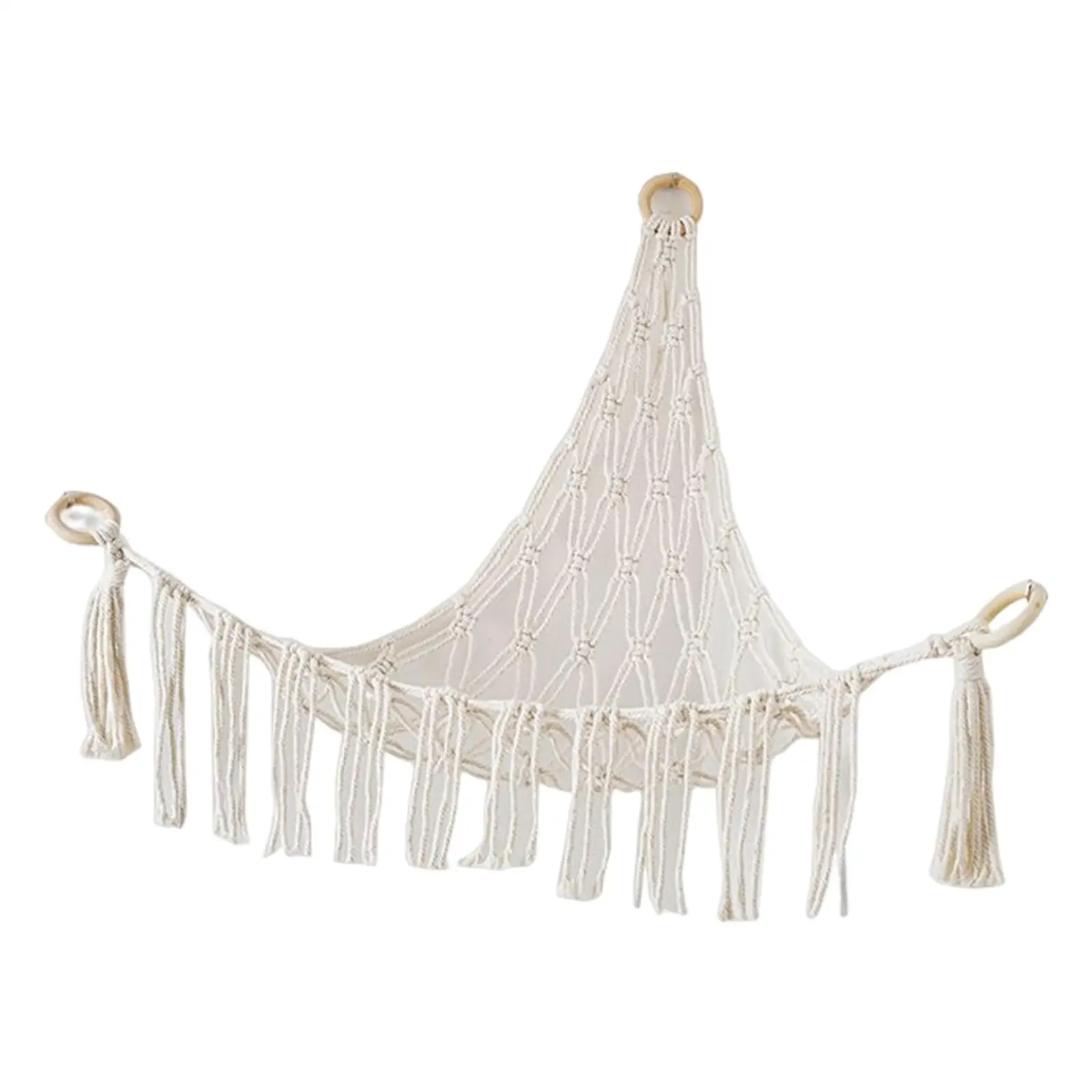 Boho Toy Hammock with Tassels Display Holder Soft with Hook Stuffed Toy Storage Net for Bedroom Home Decoration Birthday Gift