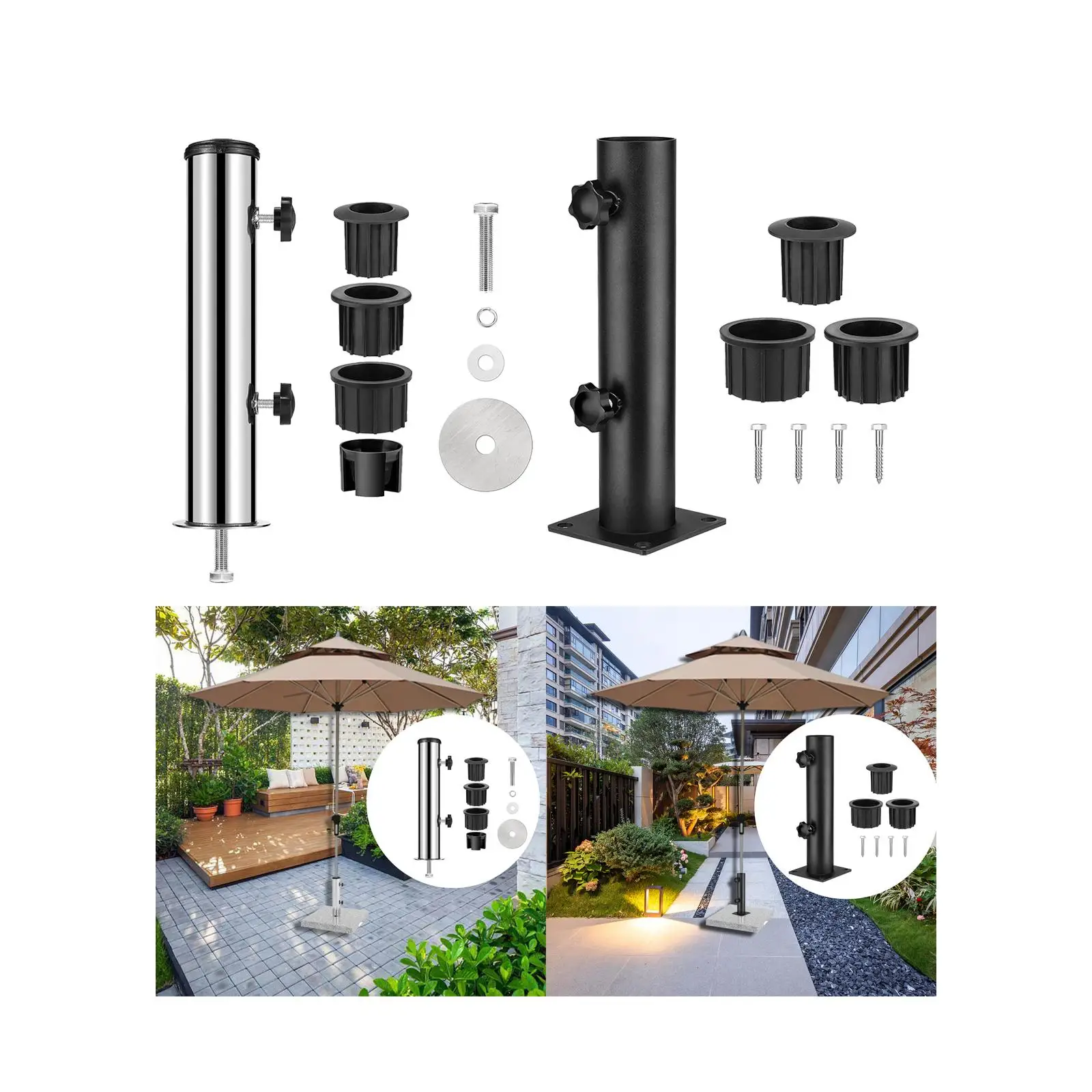Umbrella Base Stand Tube Patio Deck Steel for Pontoons Yard Summer Beach Outside