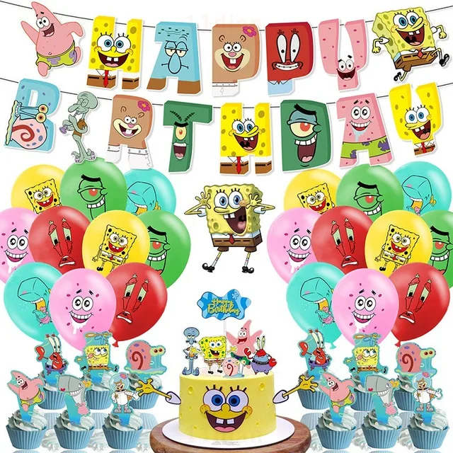 SpongeBob Birthday Party Decorations Kids Cartoon Anime Banner