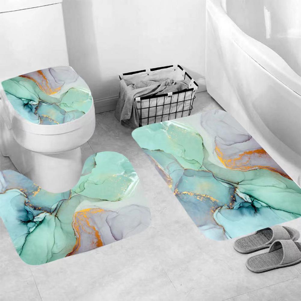 Modern Style Marble Polyester Shower Curtain Bathing display picture 6