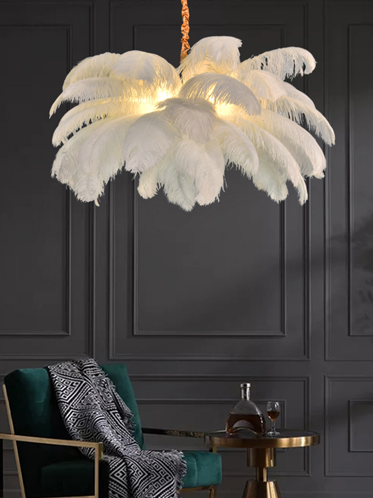 Nordic Creative Feather Chandelier Living Room Bedroom Hotel LED Pendant Lamp Romantic Princess Decor Lighting Fixtures