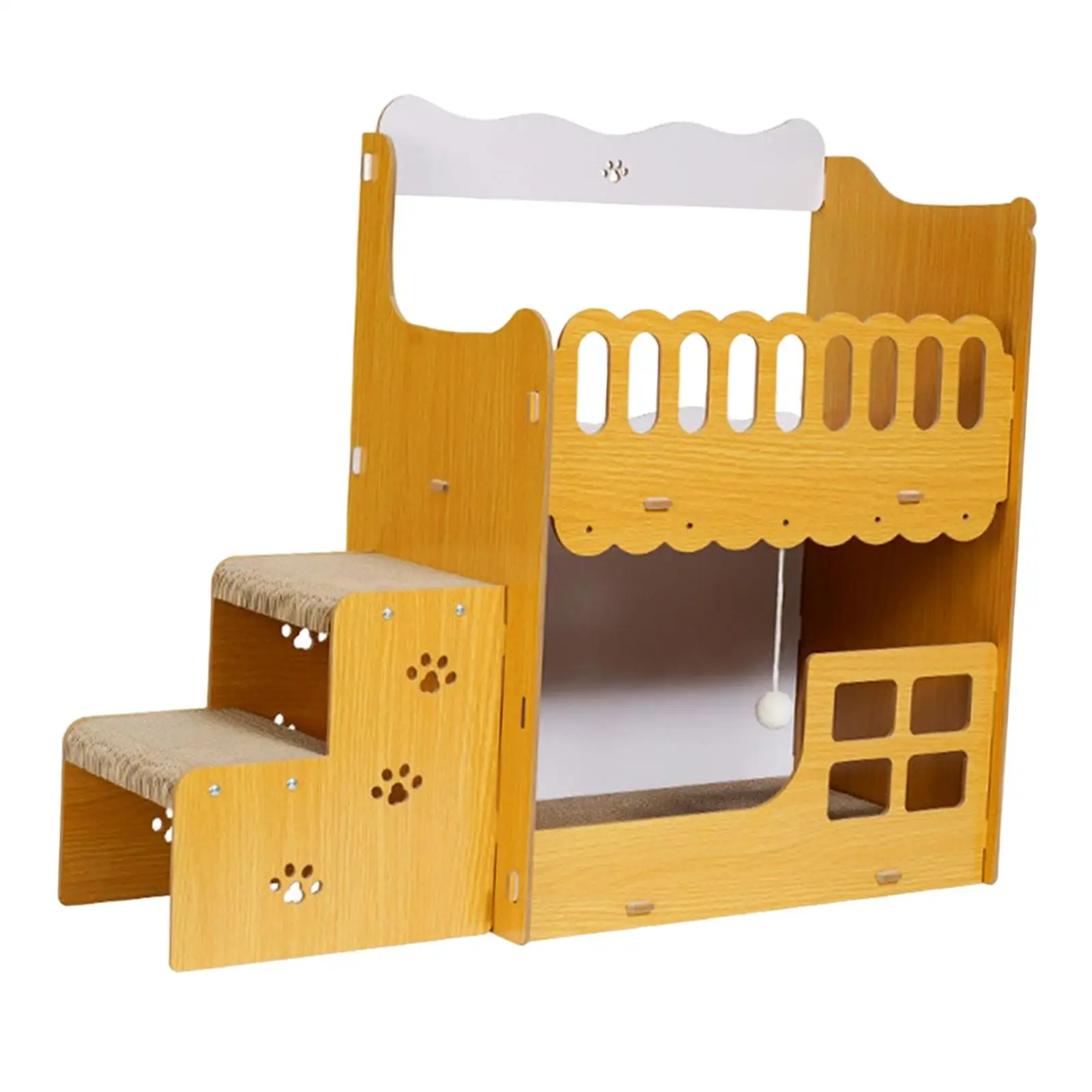 Villa Scratching Board with Stairs Interactive Toy Detachable Grinding Claw