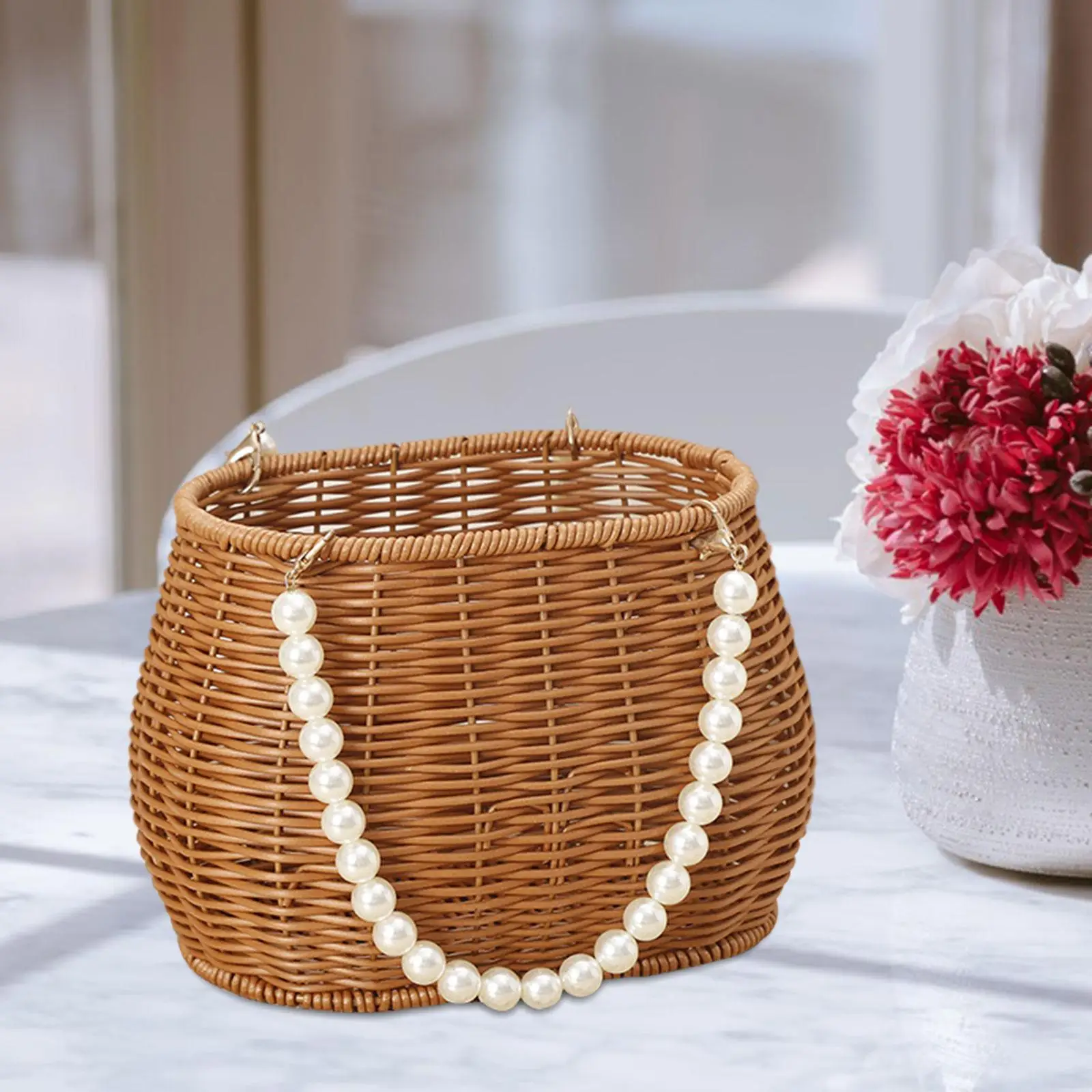 Imitation Rattan Basket Flower Basket Handwoven Basket for Small Daily Items