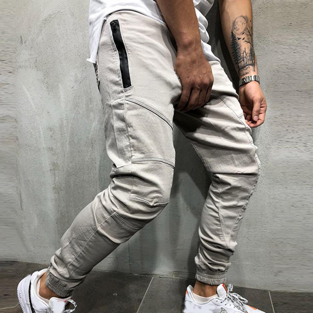 Elastic Waist Slim Hip-hop Sports Men Pants Pencil Multi Pockets Harem Joggers Pants Streetwear_voghion.com