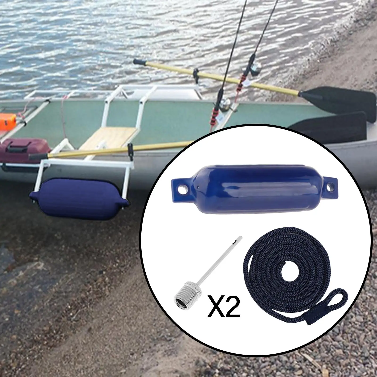 Boat Fender Kit with 2 Ropes Boat Fenders Bumpers Inflatable Marine Boat Bumper Protection for Docking Fishing Boats Yacht