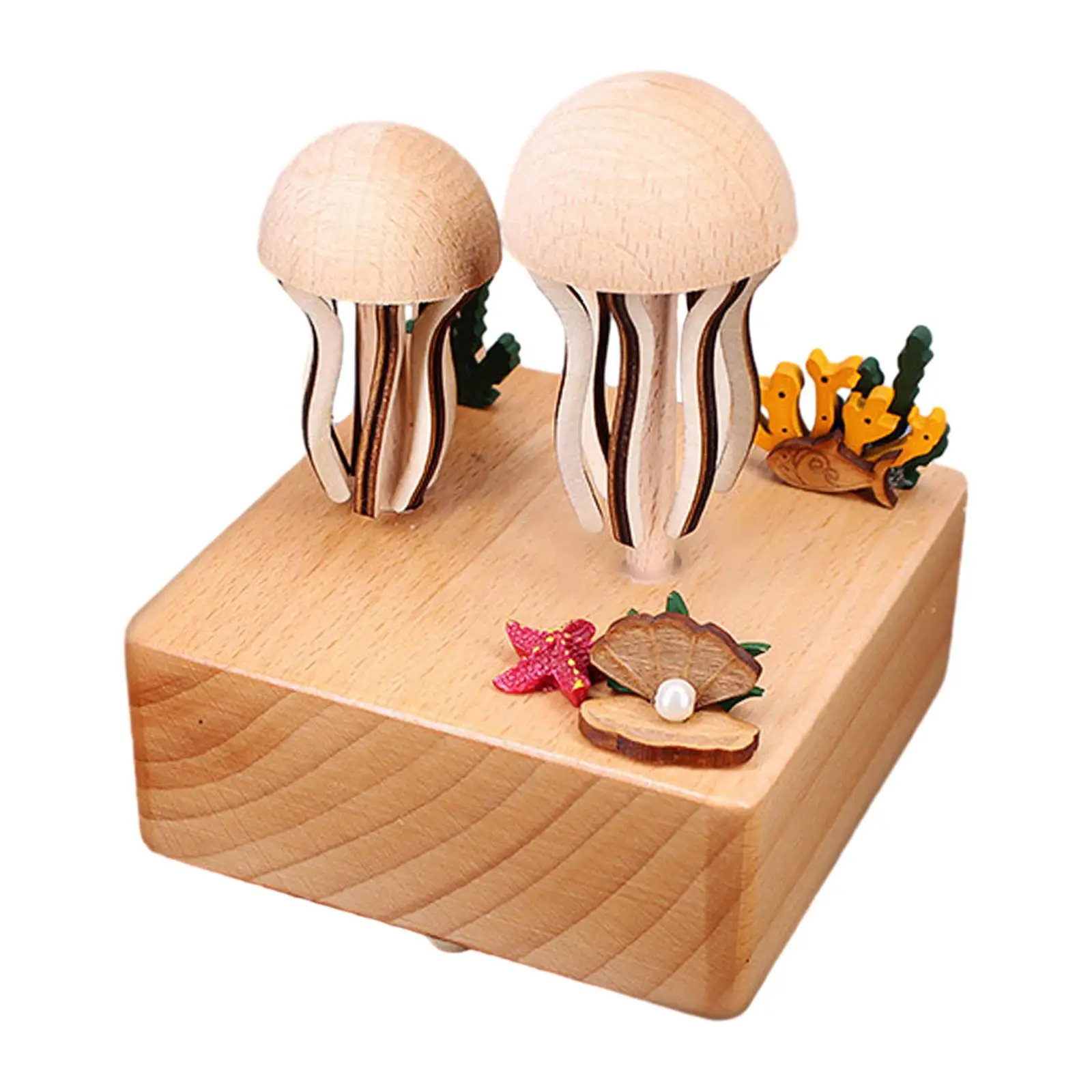 Wooden Jellyfish Music Box, Electric Music Boxes, Music Box with 32 Songs for