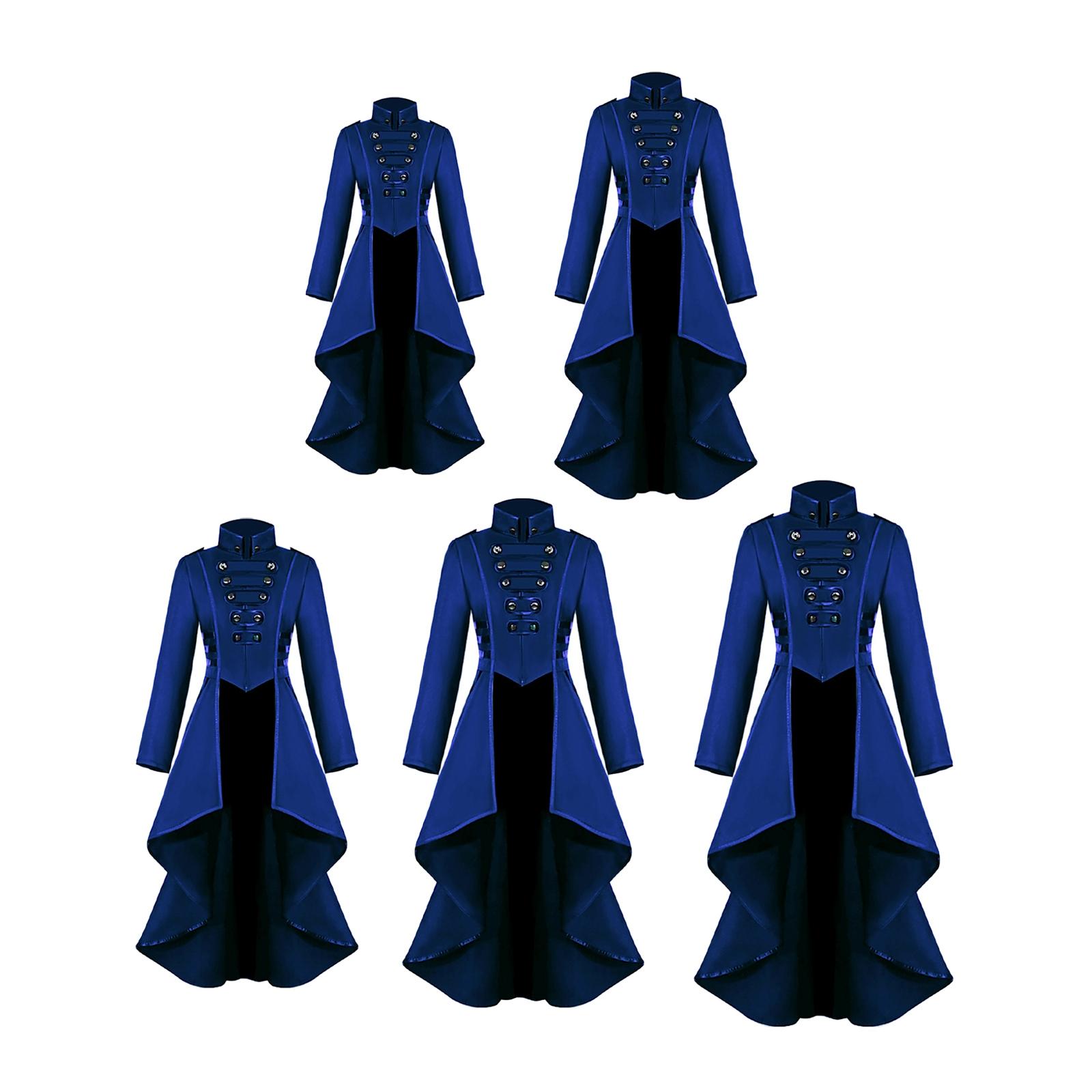 Retro Style Medieval Gothic Tailcoat Steampunk Trench Coat Irregular Hem Jacket Victorian Halloween Wedding Costume Outwear Suit