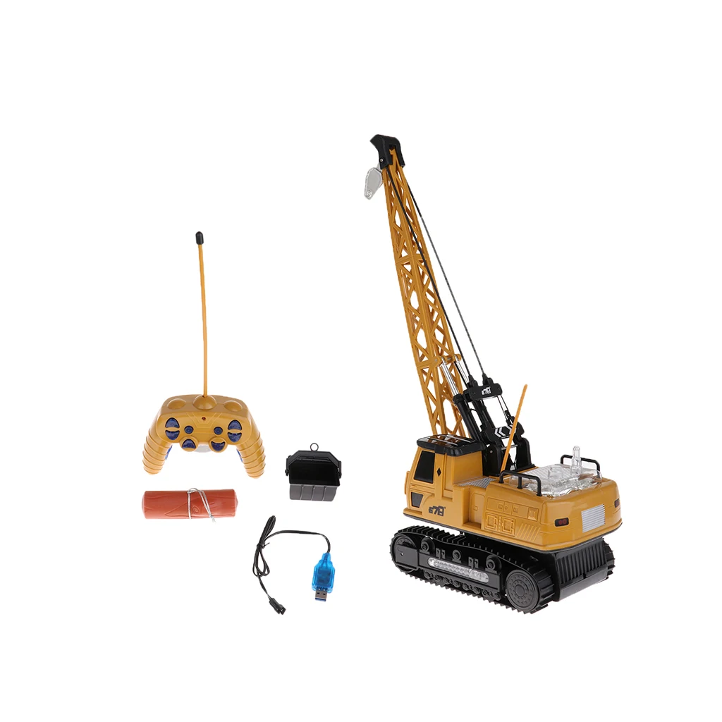 21x1cm Remote Control Crawler Crane Toy  Construction Activity Playset with Working  Music