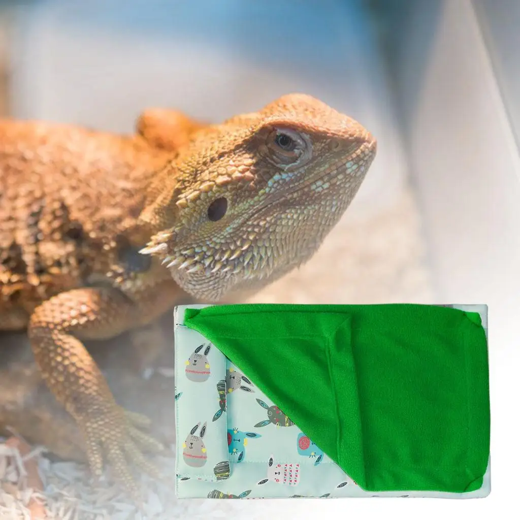 2x Soft Pad Reptile Sleeping Bag Carpet Bedding W/ Blanket Pillow Bearded Dragon for Supplies Gecko Little Pet Animals Hamster