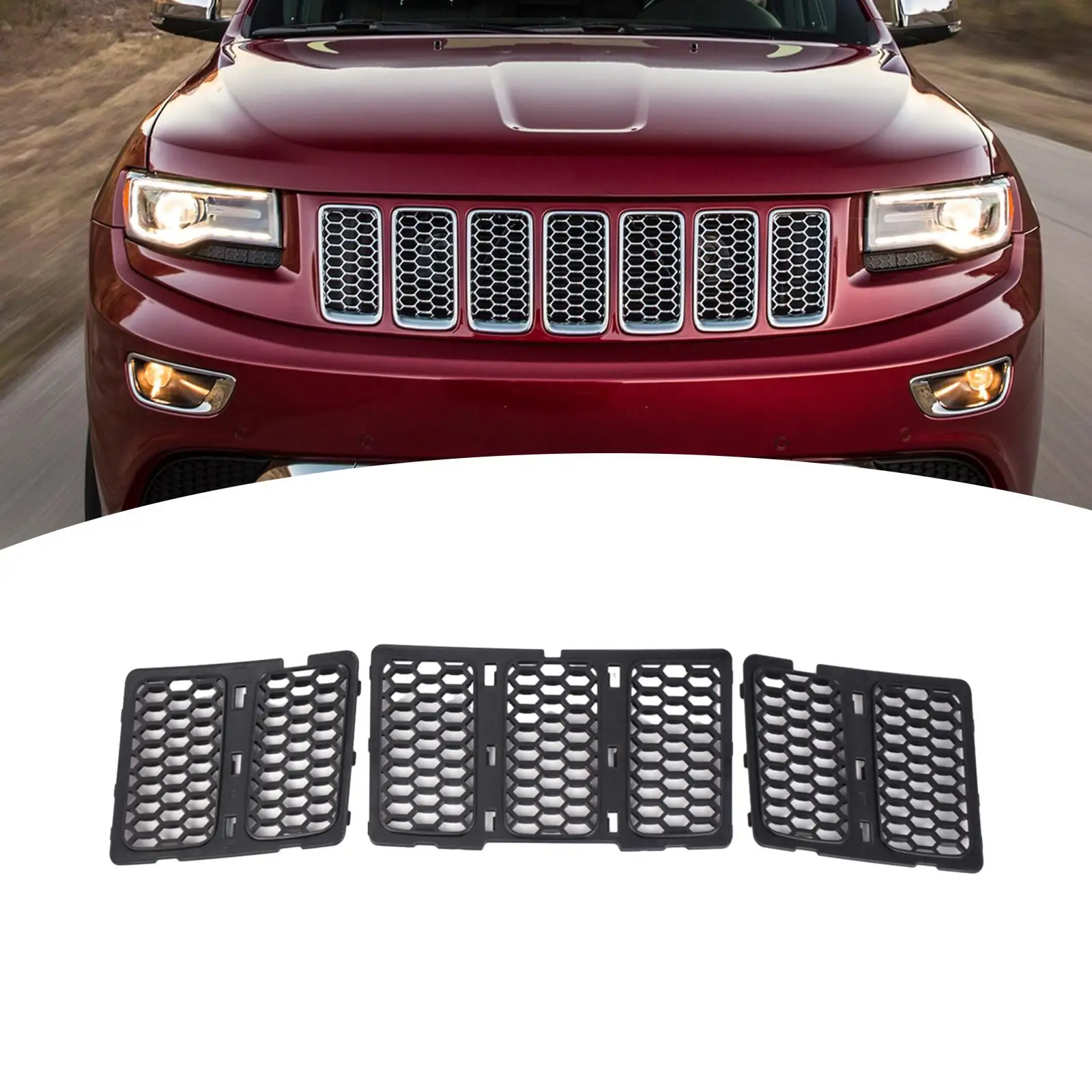 3x Honeycomb Grille Inserts 68143074AD Replace for Jeep Grand Cherokee