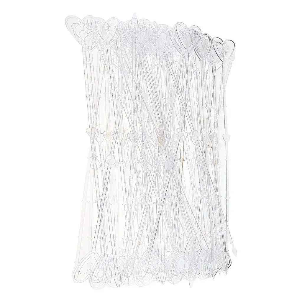 80 Pieces 13 Inch Heart Head Straight Clear Plastic Card Holder Floral Pick for Weddings, Birthday Parties, Events Decorations