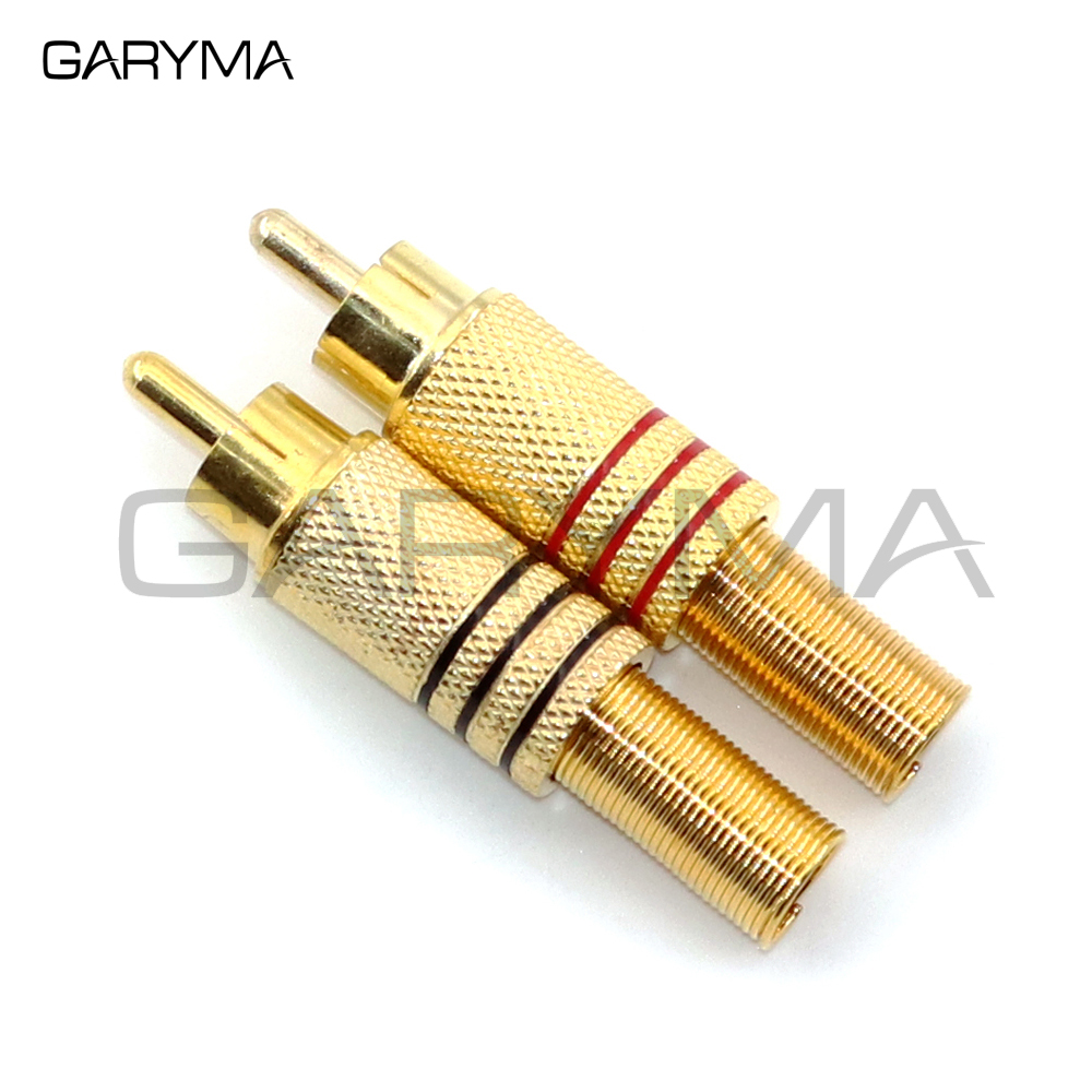 2Pcs Gold Rot Schwarz Metall Frühling RCA Stecker Jack Stecker AV Stecker für PC Audio Vedio Schweißen DIY Teile – Detail 3