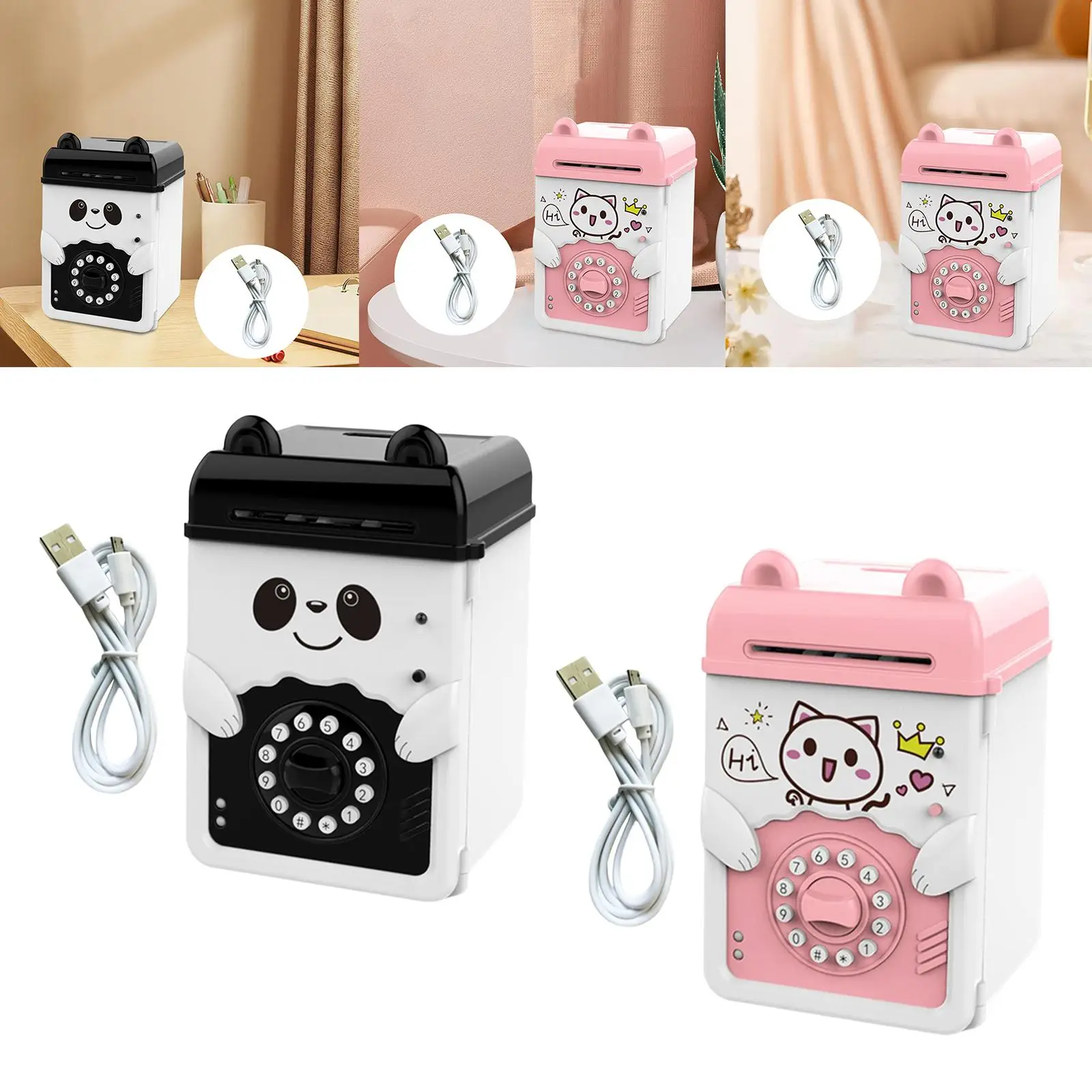 Children Piggy Bank for Kids with Password Setting Automatic Roll Money ,High Capacity Password Code Lock, For Boys and Girls