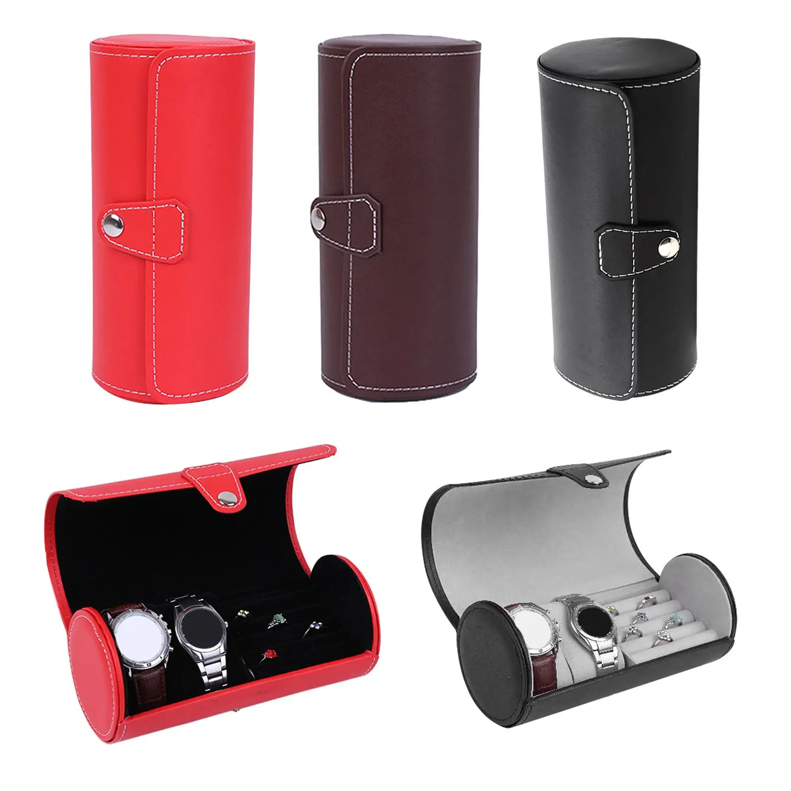 Watch 2 Slots Wristwatch Jewelry Cylinder for Personal Use Display Case