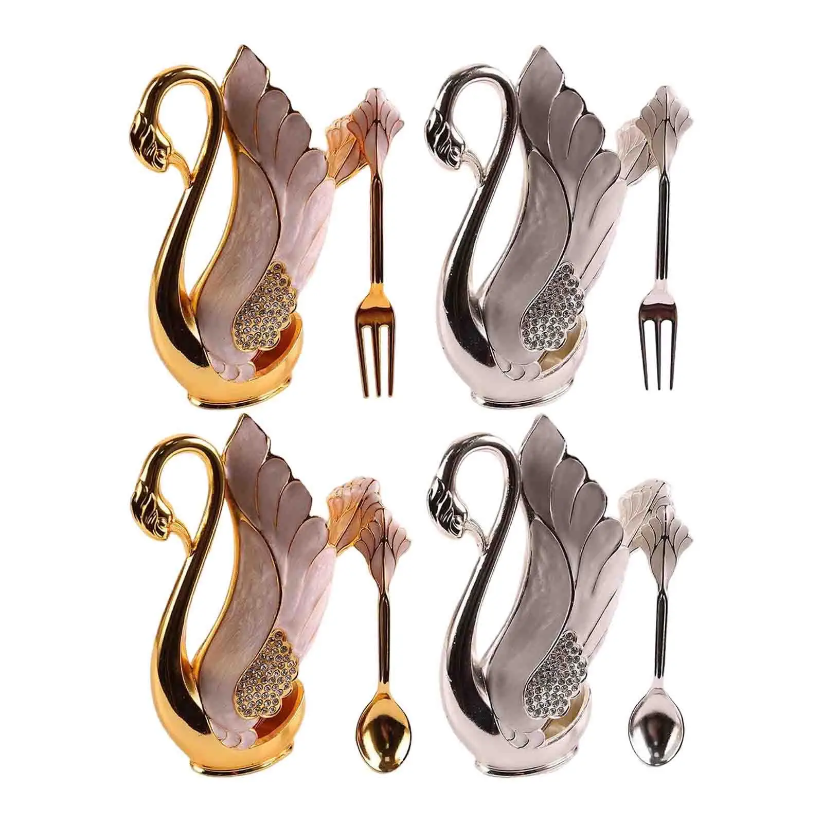 Modern Swan Tableware Holder Base Swan for spoon Organizer Metal dessert Spoon Set Fork Spoon Stand Flatware Holder