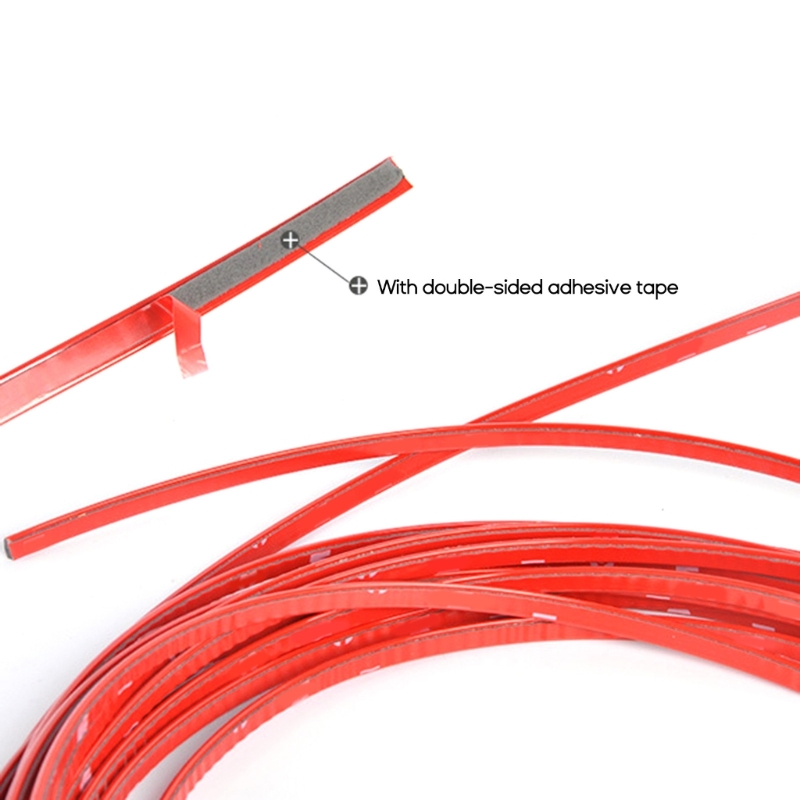 3M /5M DIY Car Bumper Self-adhesive red Decorative Strip Thickened PVC Material To Prevent Body Scratches Decorate Car Accessory
