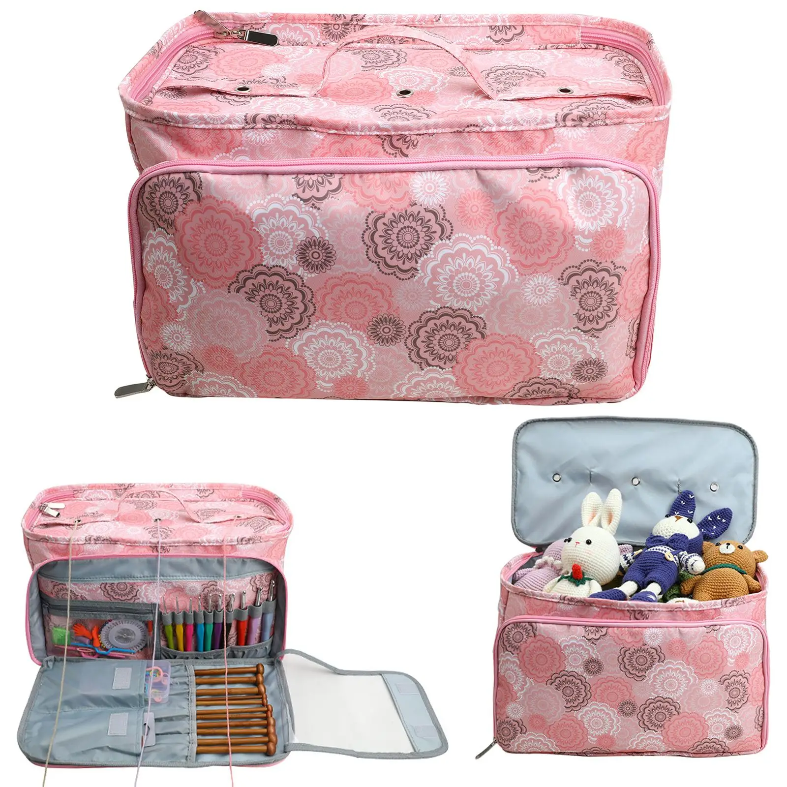 Yarn Storage Bag Yarn Organizer with External Bag Multipurpose Portable Premium Sewing Totes Colorful Knitting Tote for 