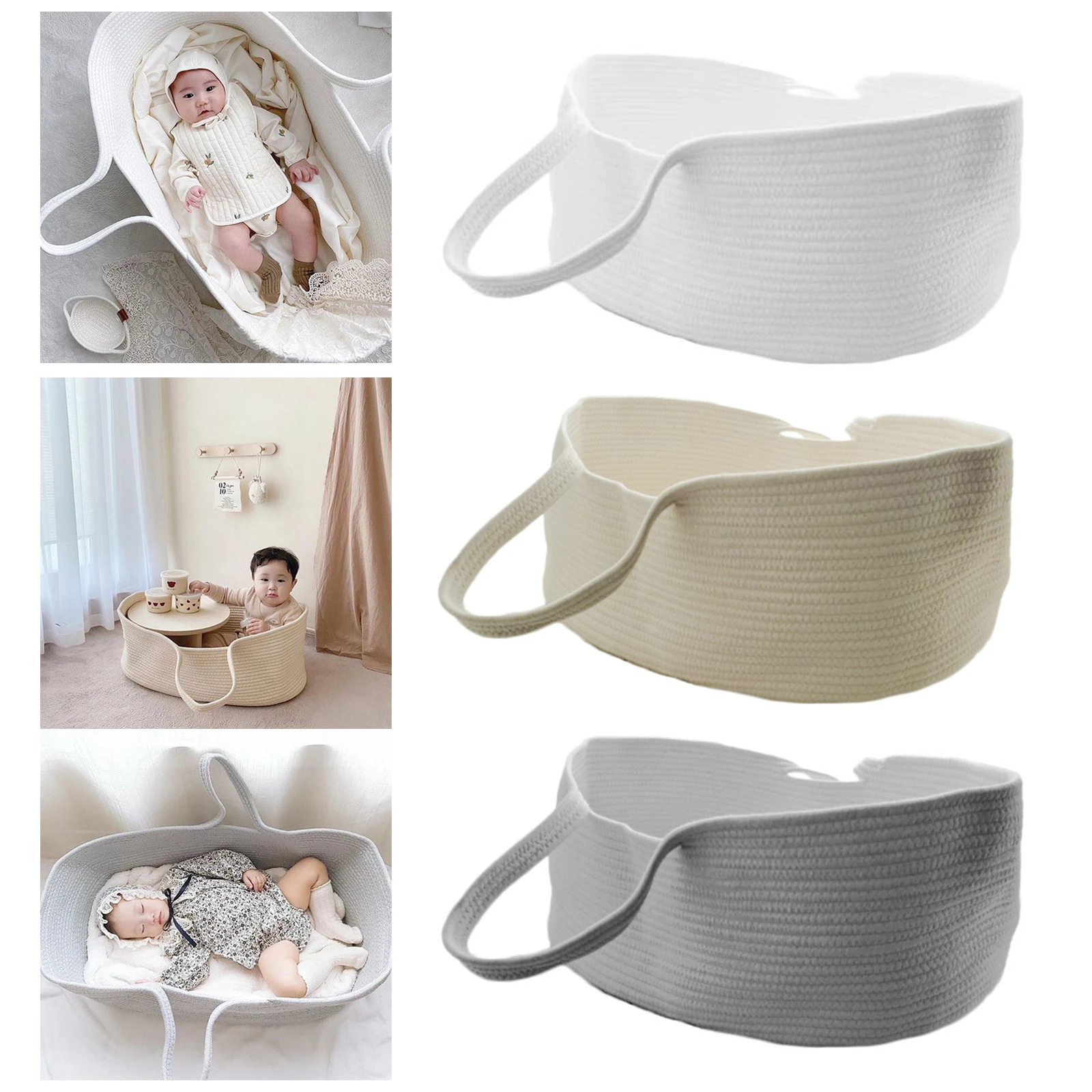Woven Basket Decoration Moses Basket Carrier Crib for Nursery Travel Baby