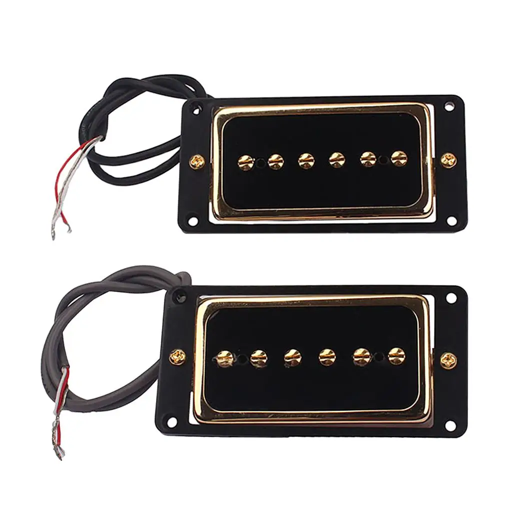 Tooyful Alnico 5 Humbucker Pickup Bridge Neck Set P90 for Electric Guitar Accessory Black