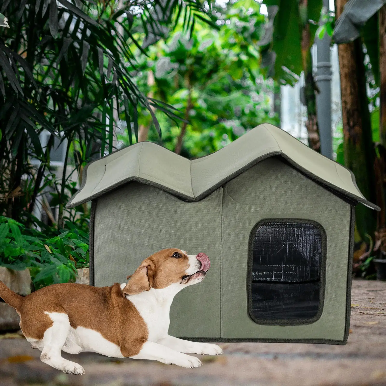 Dog House Weatherproof Waterproof Oxford Cloth Rainproof Pet Shelter for Courtyard Puppy Cats and Small Dogs Indoor Home