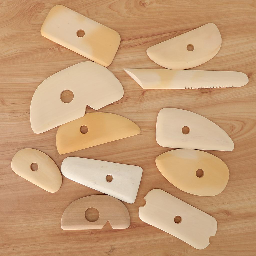 11 Pieces Easy Use Safe Cutters Clay Art Shaping Tools Wooden Cutter /Scraper for Handmade Crafts DIY