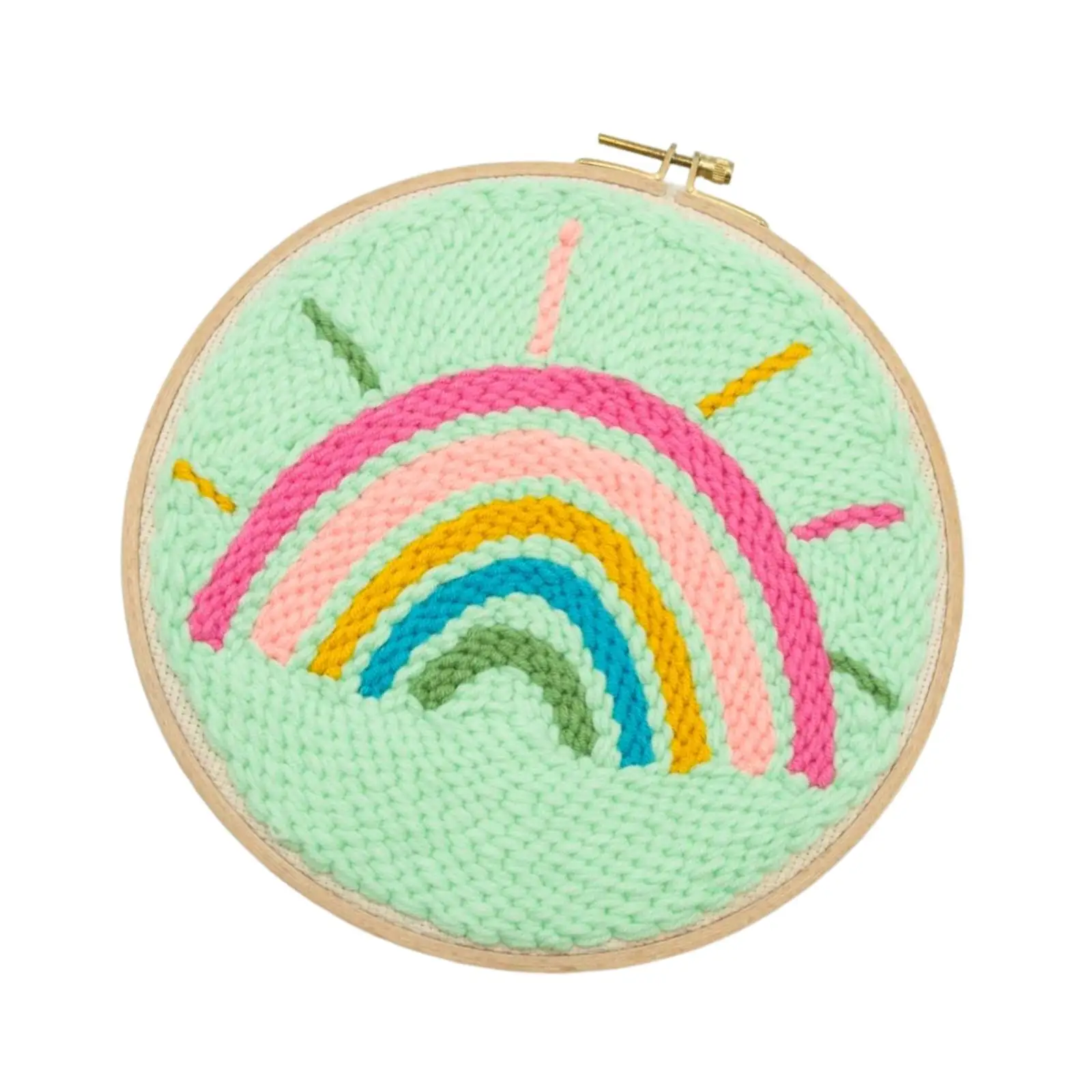 Punch Needle Embroidery Starter Kits Rainbow Embroidery Hoop Instructions Sewing Needlework Fabric Pattern Hand Craft Beginner