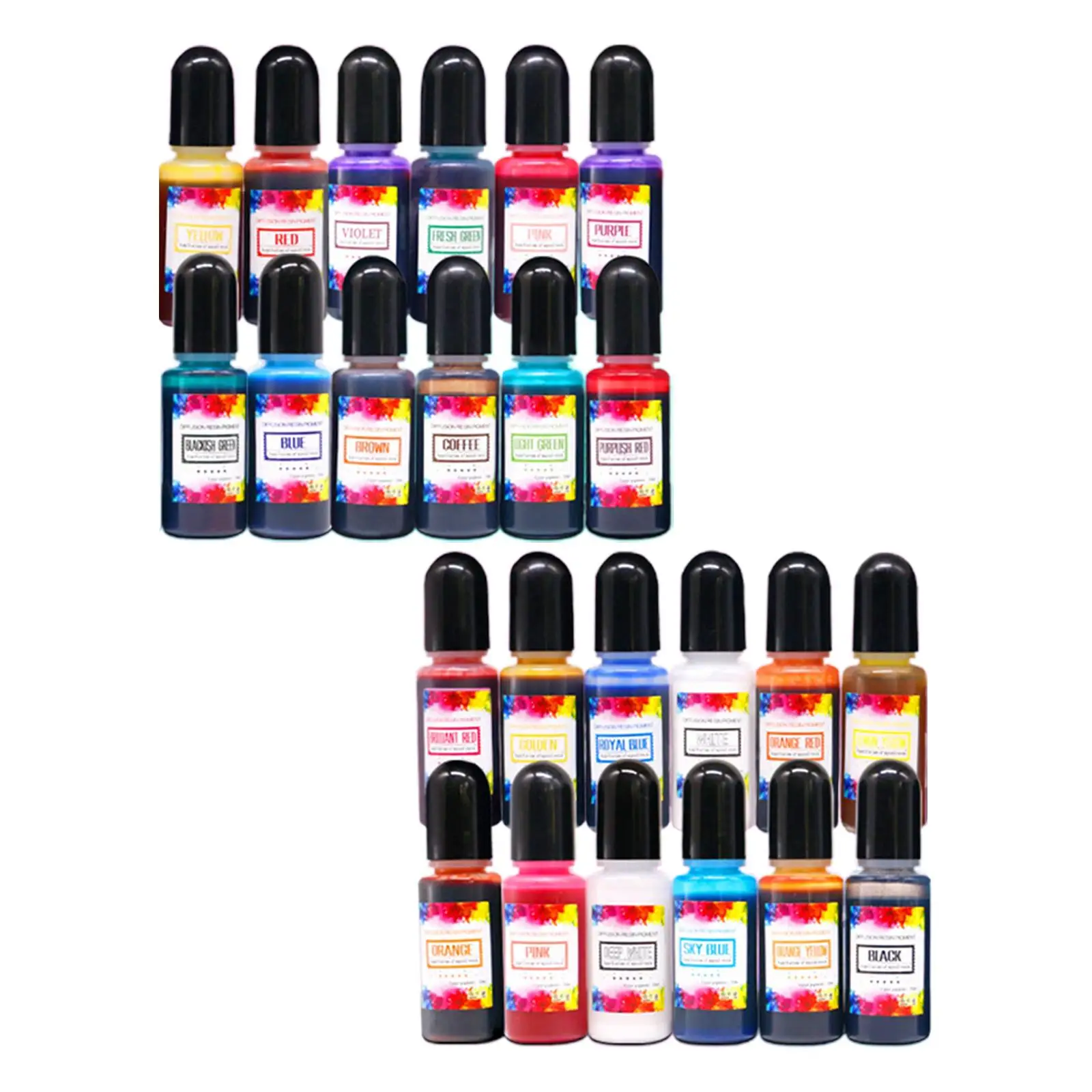 24x Alcohol Inks Epoxy Resin Pigment Colorant Liquid Dye Concentrate Color Dye 10ml for Acrylic Paint Scrapbook DIY Crafts Paint
