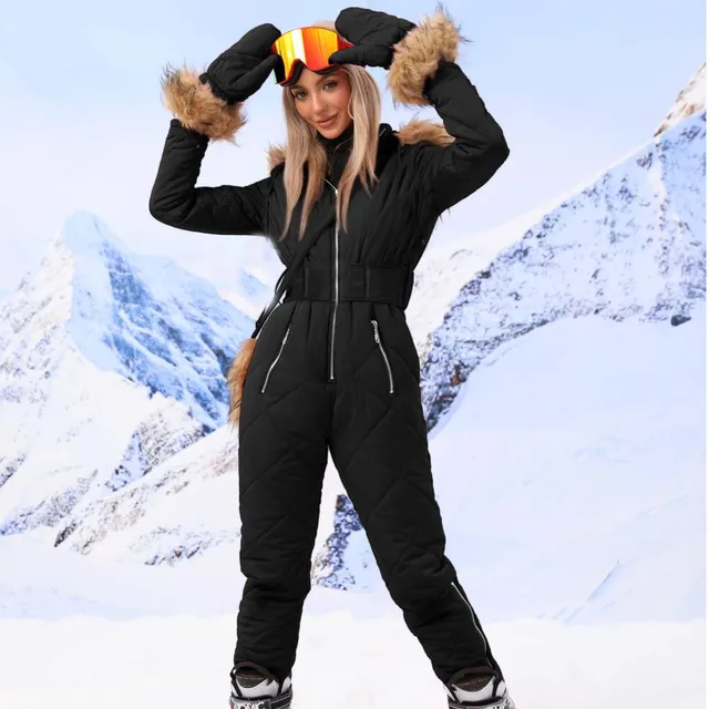  Mono de esquí de invierno para mujer, traje de nieve para  deportes al aire libre, abrigo de lana sintética con cuello de nieve para  mujer, Rojo - : Ropa, Zapatos y