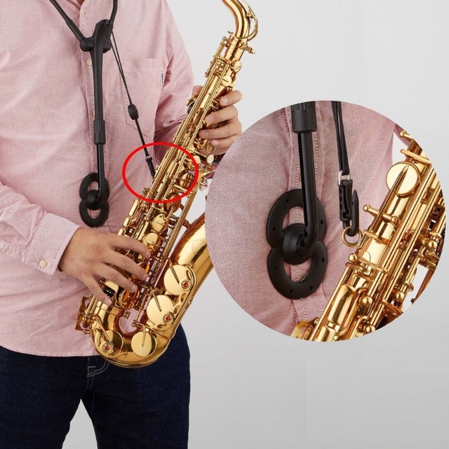 Sangle Saxophone Rembourrée Réglable - Similicuir Noir - Pour Alto Ténor Soprano - Confortable Légère