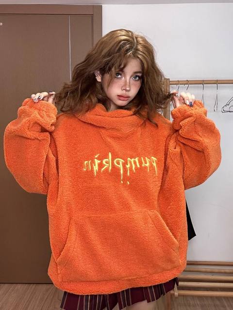 Y2K Winter Autumn Hoodie Womens Harajuku Kawaii Clothing Pumpkin Shape Orange Hooded Sweatshirt New Casual Gothic Loose Hoodie AliExpress